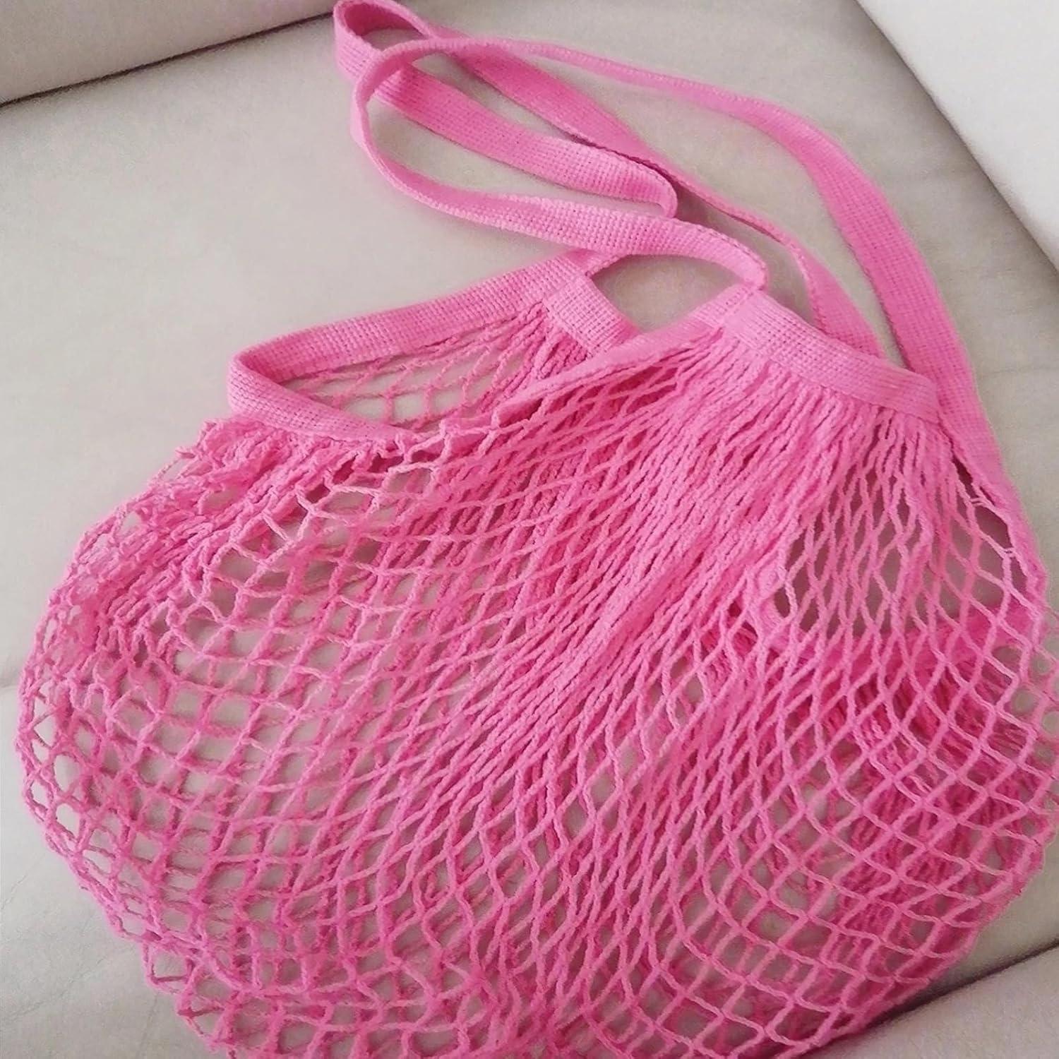 Paquete de 3 Bolsas de Malla de Algodón Rosa Fucsia 35.1x63cm