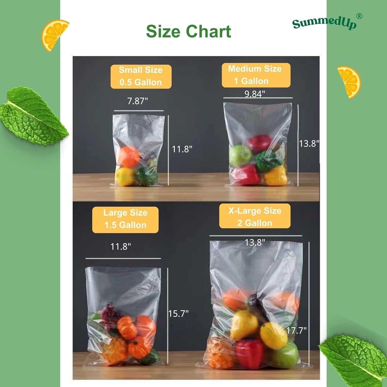 Bolsas de Almacenamiento de Alimentos SummedUp 25.4x35.6cm 1 Galón