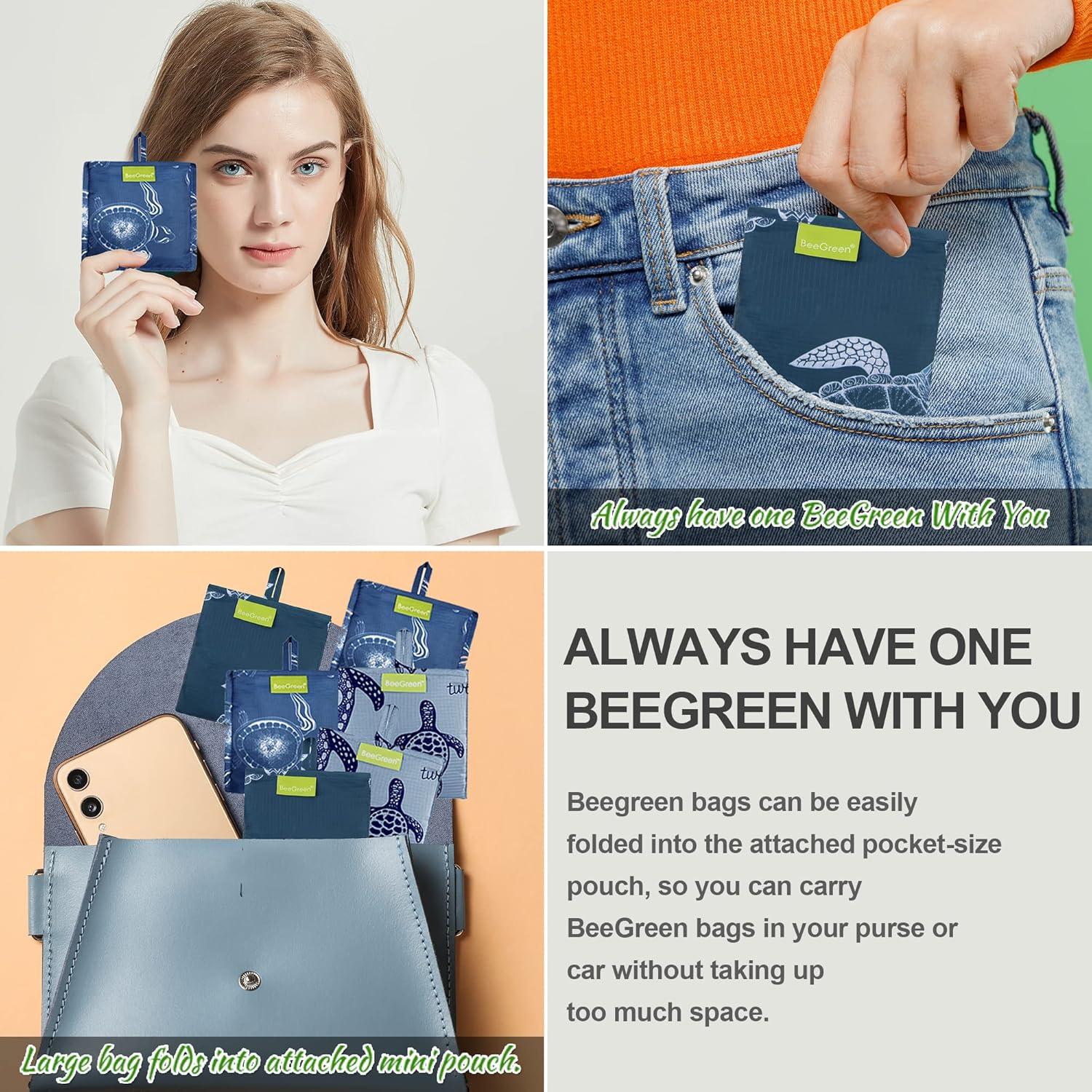 BeeGreen Bolsa de Compras Reutilizable Grande Tortuga Marina 6 Pzas