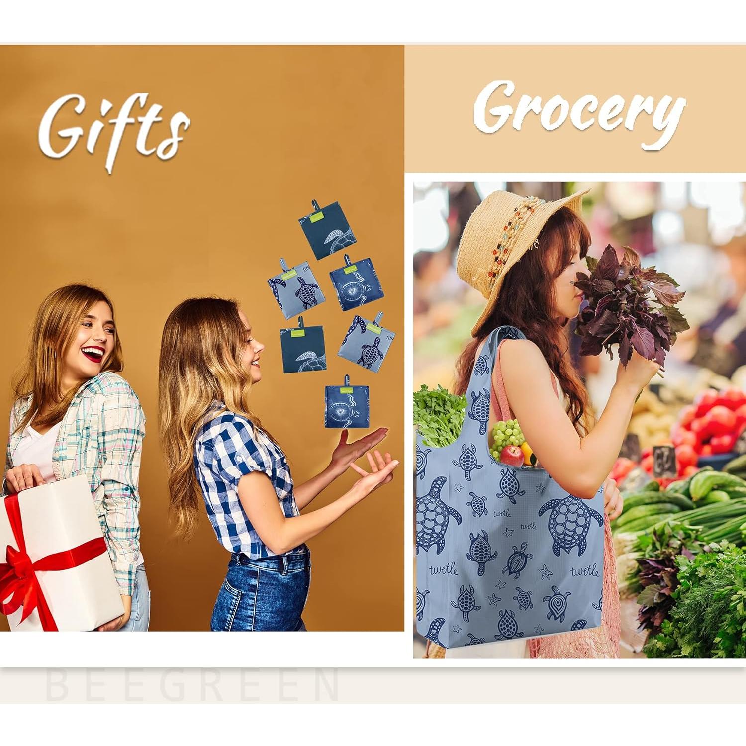 BeeGreen Bolsa de Compras Reutilizable Grande Tortuga Marina 6 Pzas