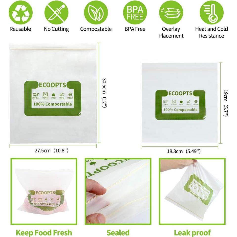 Bolsas Compostables ECOOPTS Grande 20 Unidades 27x28 cm