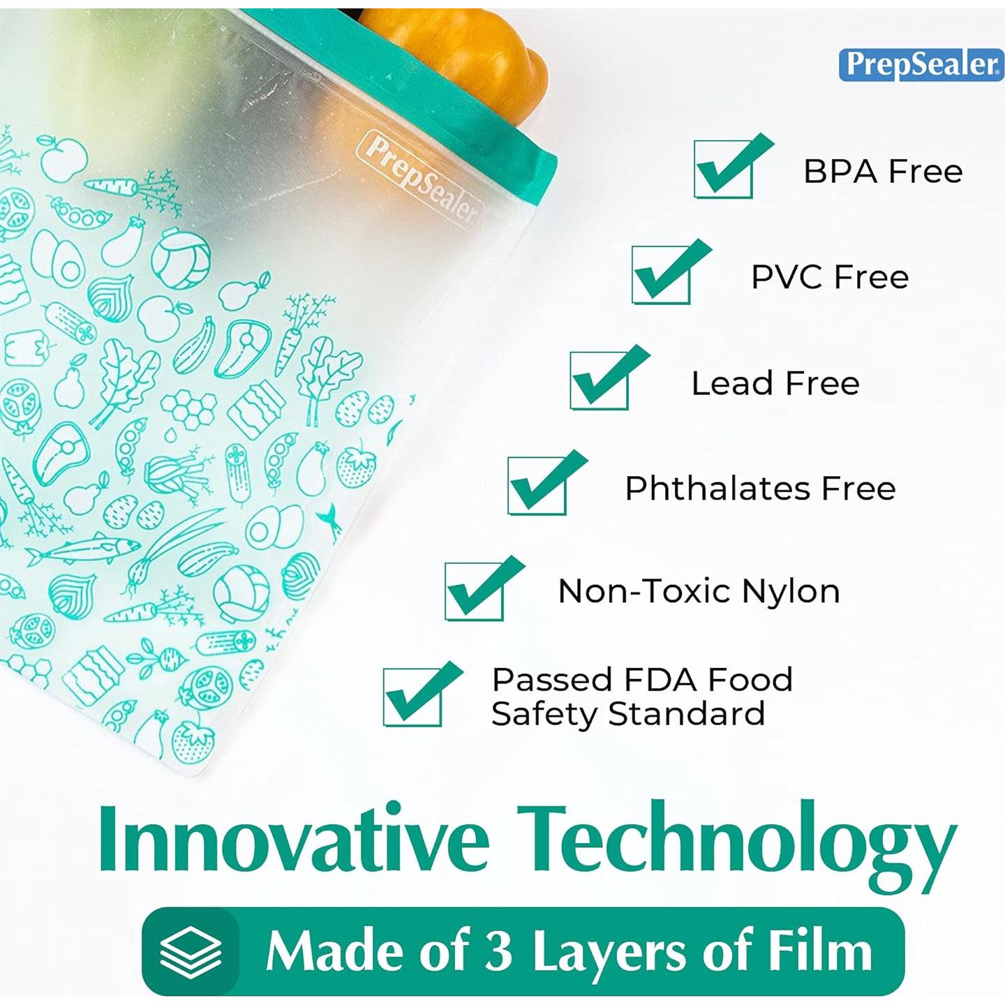 Bolsas Reutilizables de Almacenamiento PrepSealer 6 Piezas Grande