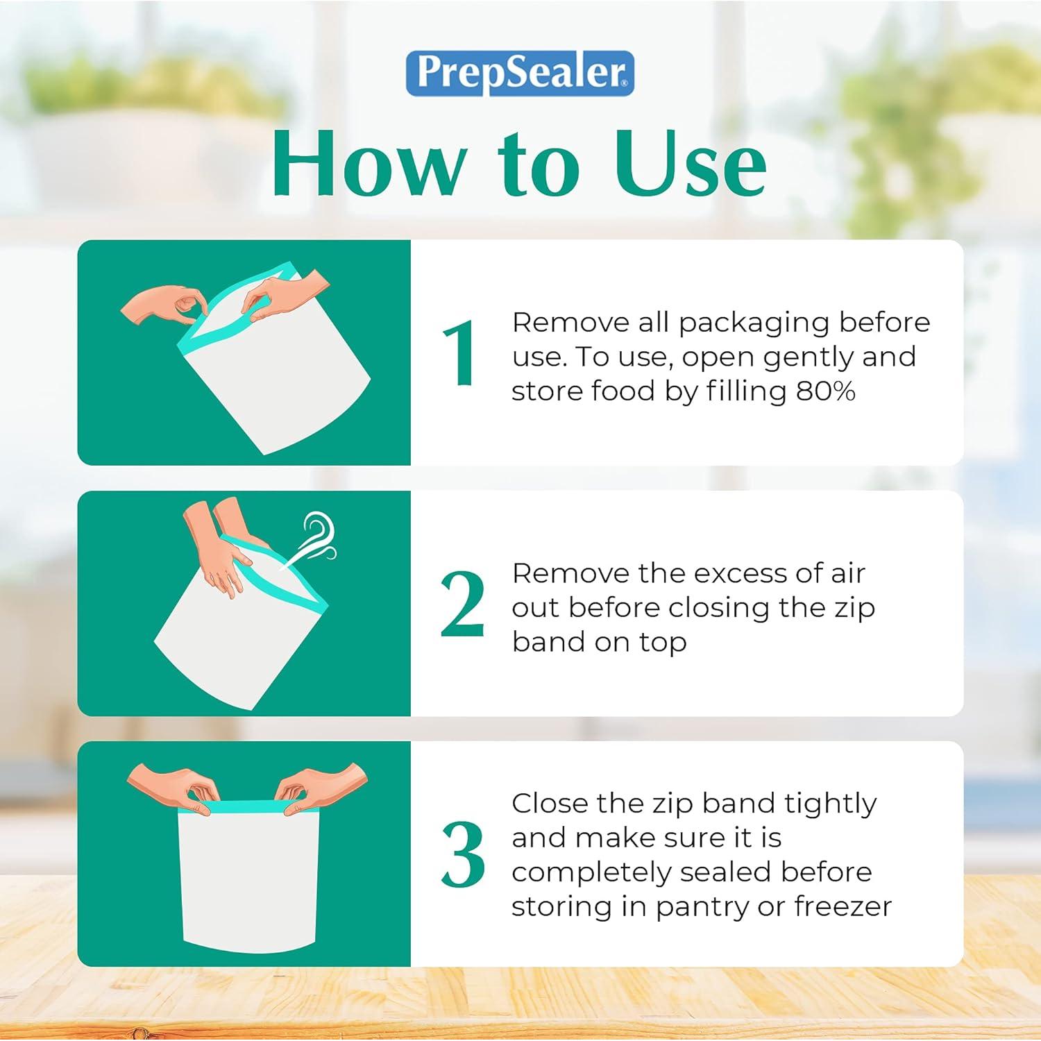 Bolsas Reutilizables de Almacenamiento PrepSealer 6 Piezas Grande