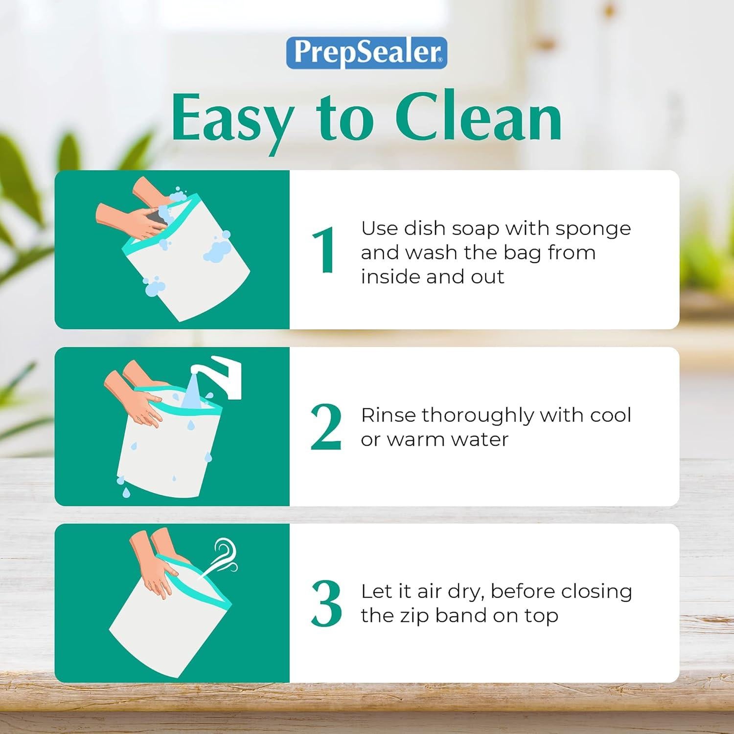 Bolsas Reutilizables de Almacenamiento PrepSealer 6 Piezas Grande