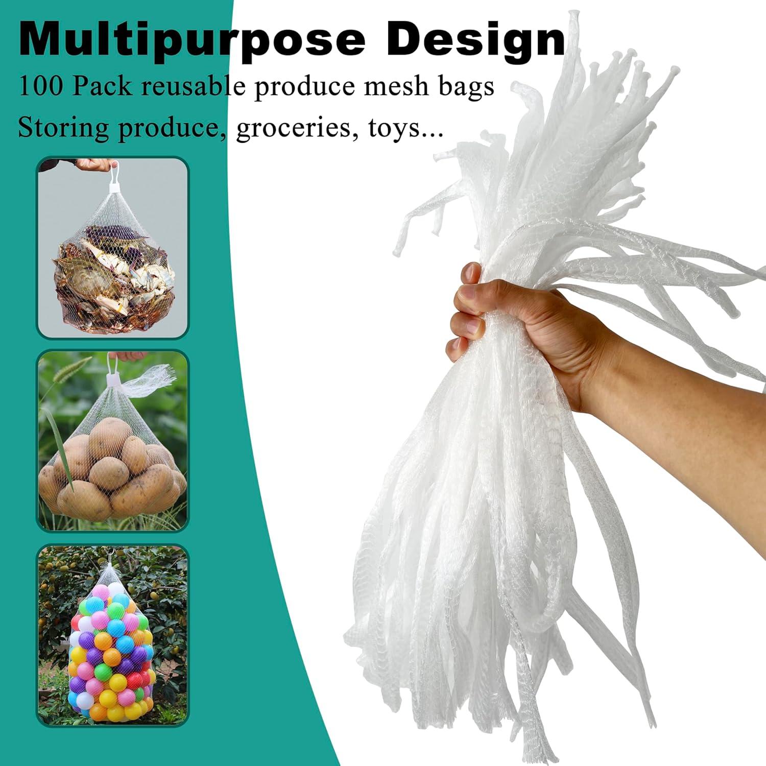 Paquete de 100 Bolsas de Malla Reutilizables HPWFHPLF 60.96 cm