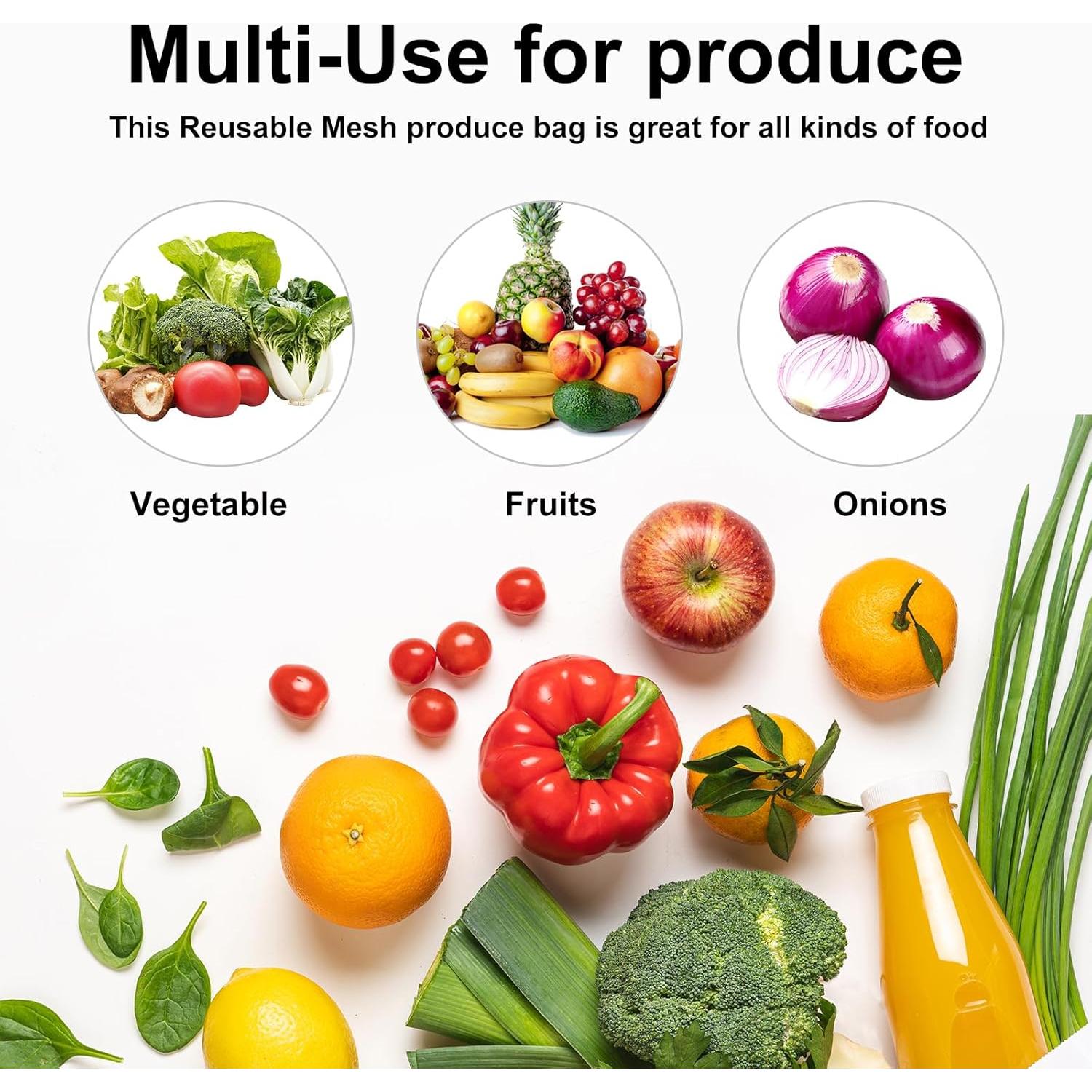 100 Bolsas de Malla Reutilizables Sopoloray 50.8 cm Verde