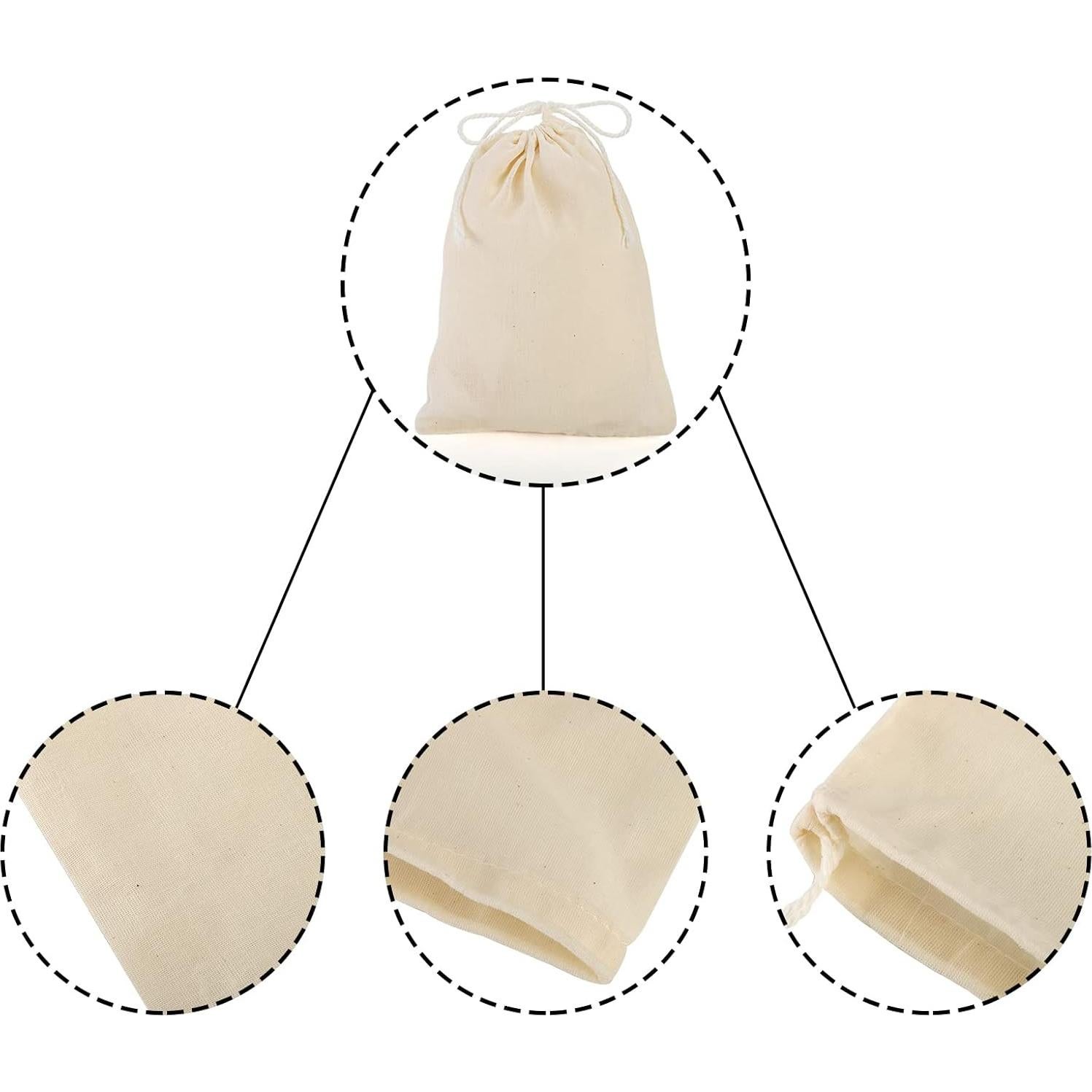 Paquete de 50 Bolsas de Algodón Suwimut 13x18 cm Reutilizables