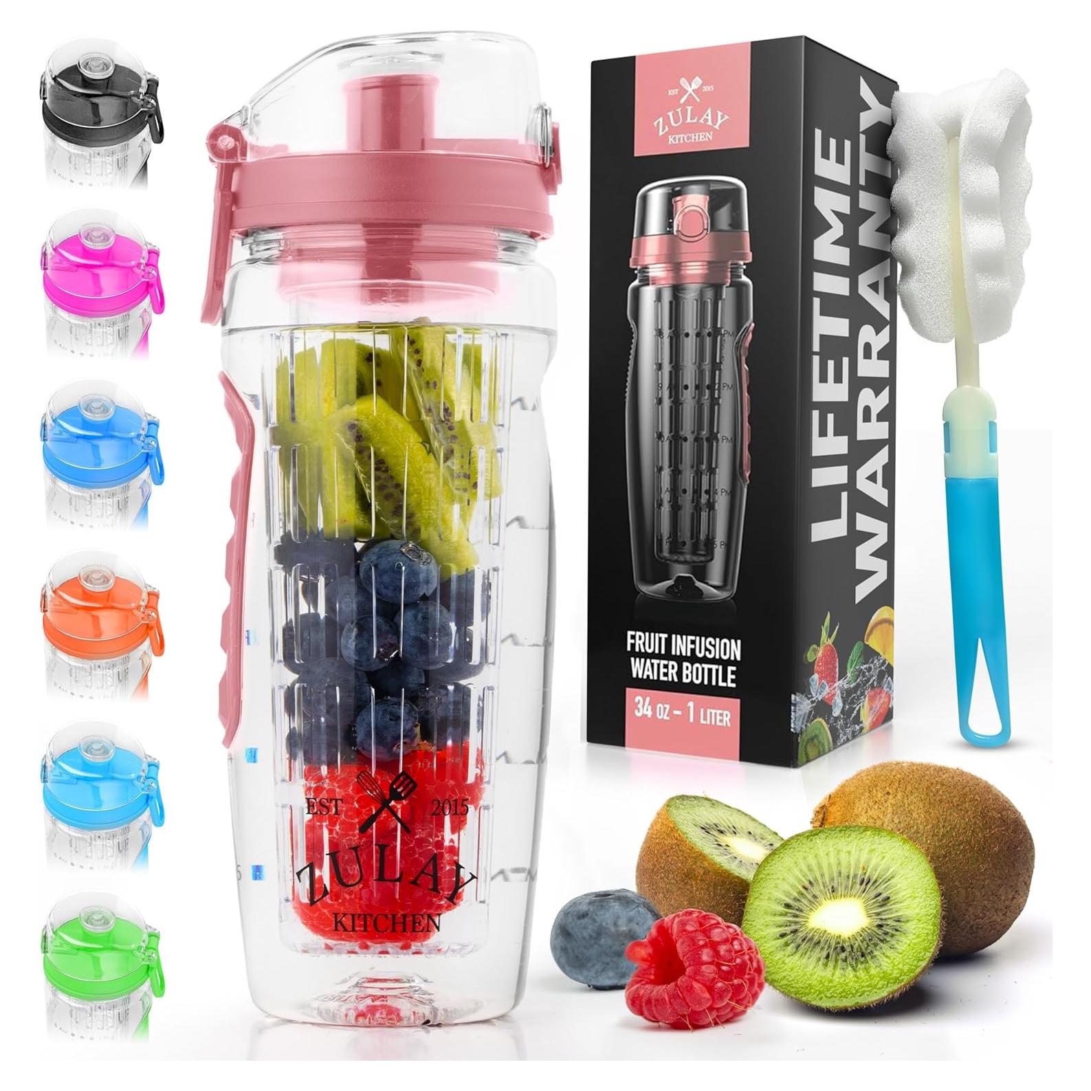 Botella de Agua Infusora Zulay Kitchen 1L Rosa - A Prueba de Fugas