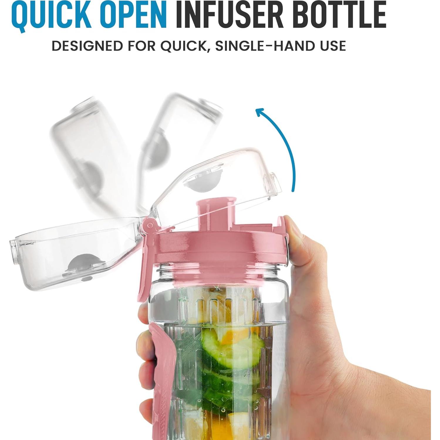 Botella de Agua Infusora Zulay Kitchen 1L Rosa - A Prueba de Fugas