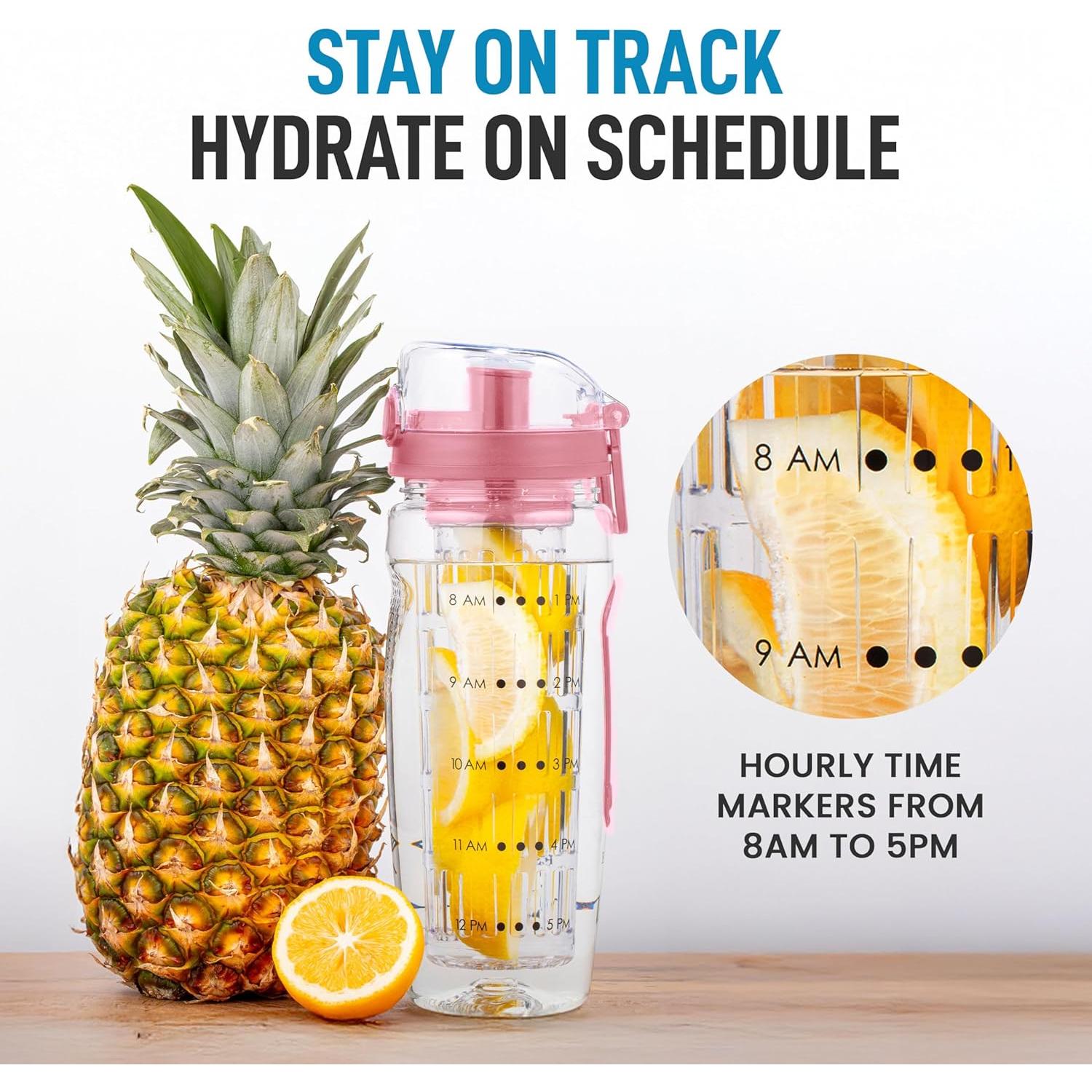 Botella de Agua Infusora Zulay Kitchen 1L Rosa - A Prueba de Fugas