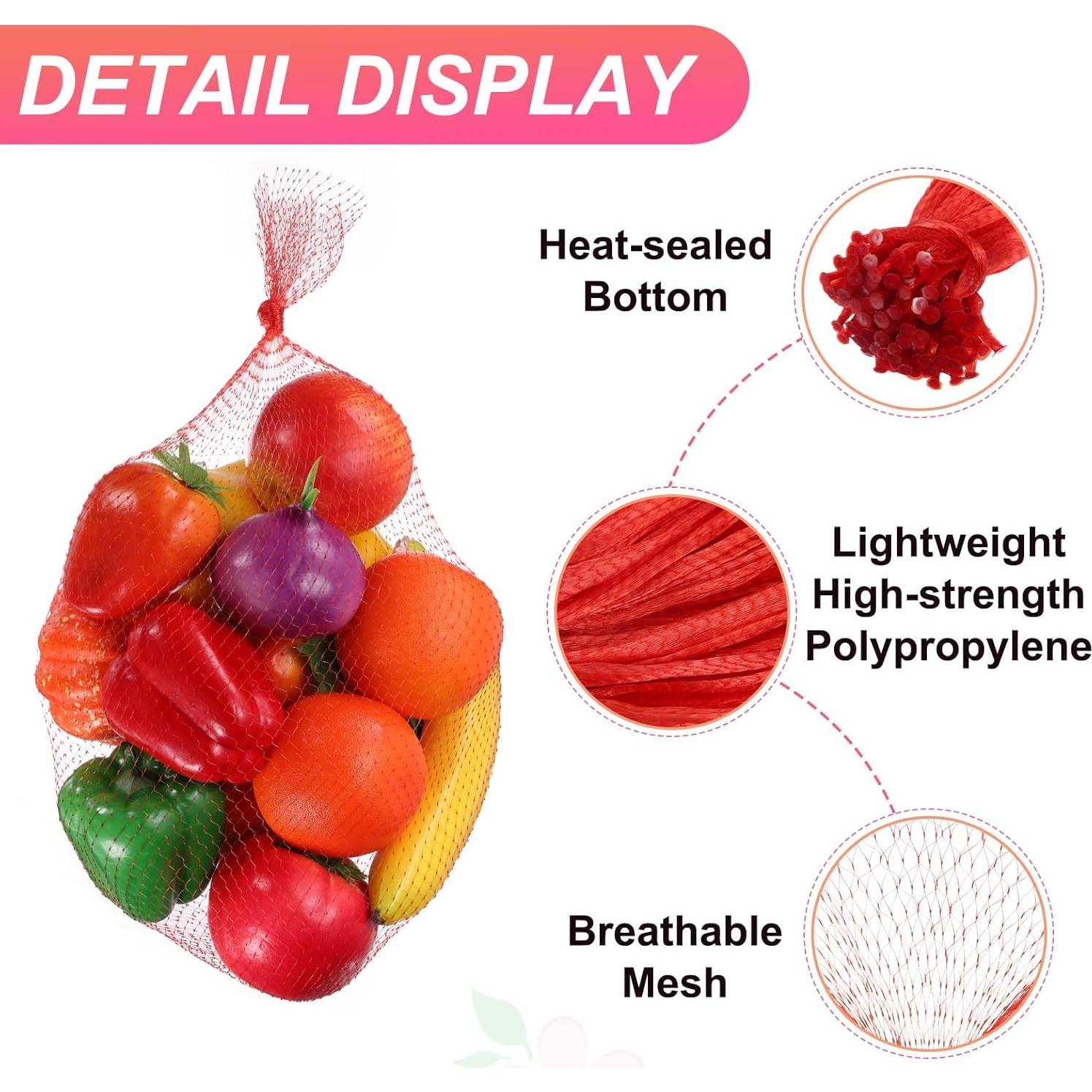 100 Bolsas de Malla Reutilizables uxcell 60 cm Rojas para Almacenamiento