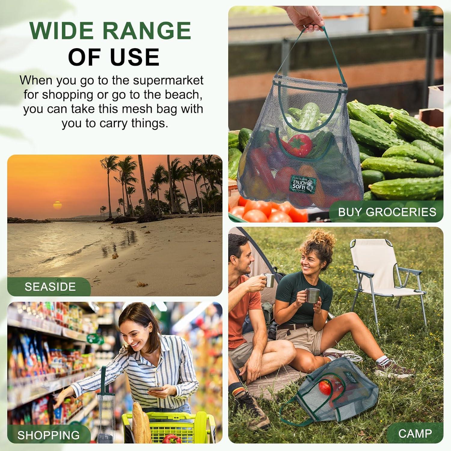 Bolsa de Almacenamiento de Malla Colgante uxcell 2Pcs 41x30cm Verde