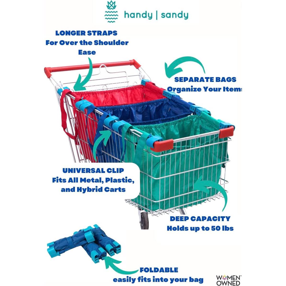 Paquete de 3 Bolsas Reutilizables Handy Sandy Azul 40.6x21.6cm