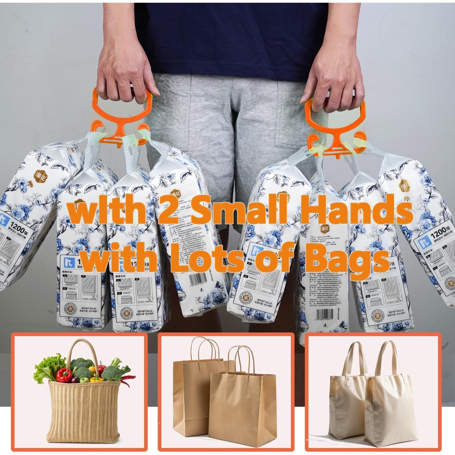 Porta Bolsas de Compras Phininia Naranja 2 Piezas Soporta 45kg