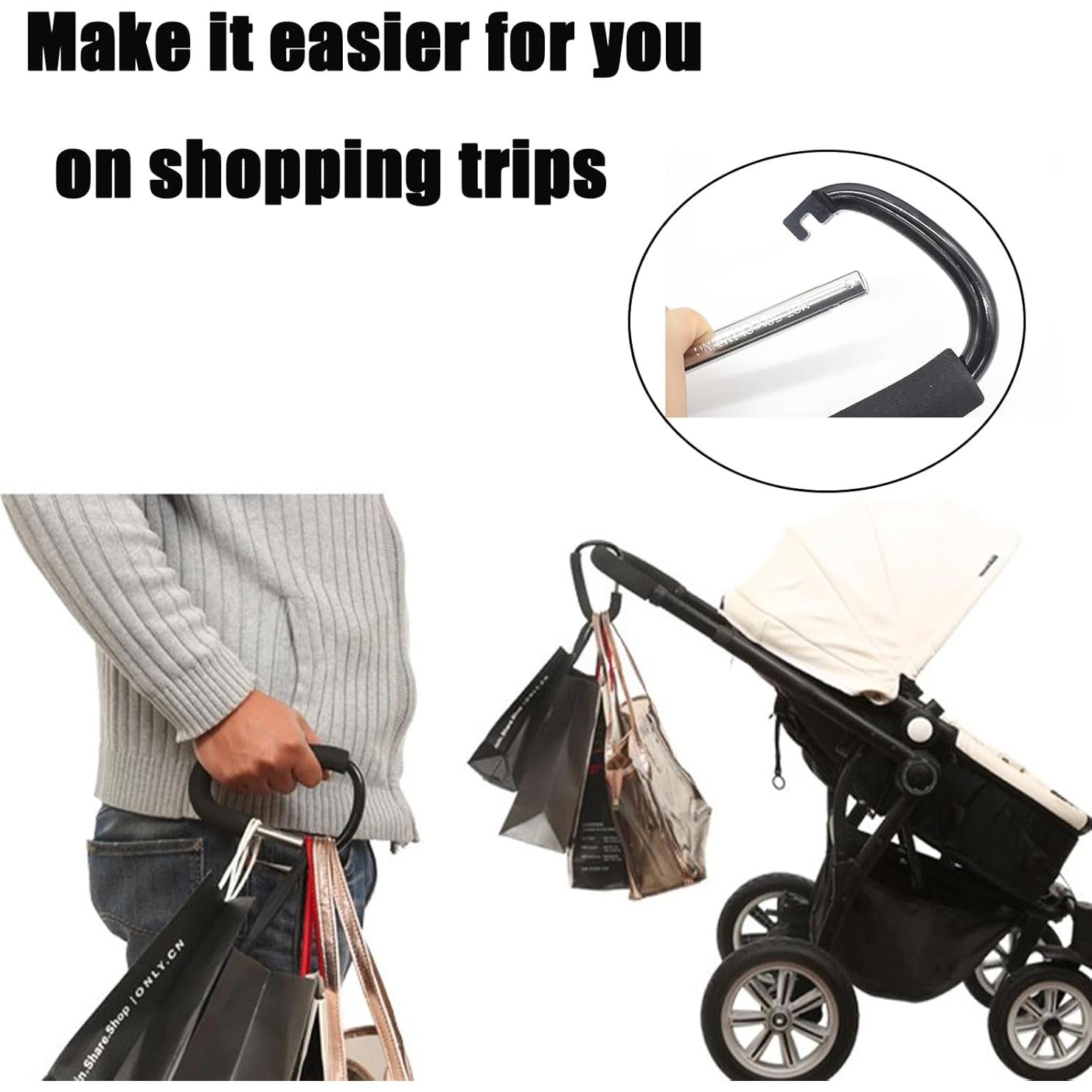 Ganchos para Cochecito PandaEar 2 Piezas 16 cm Alta Resistencia