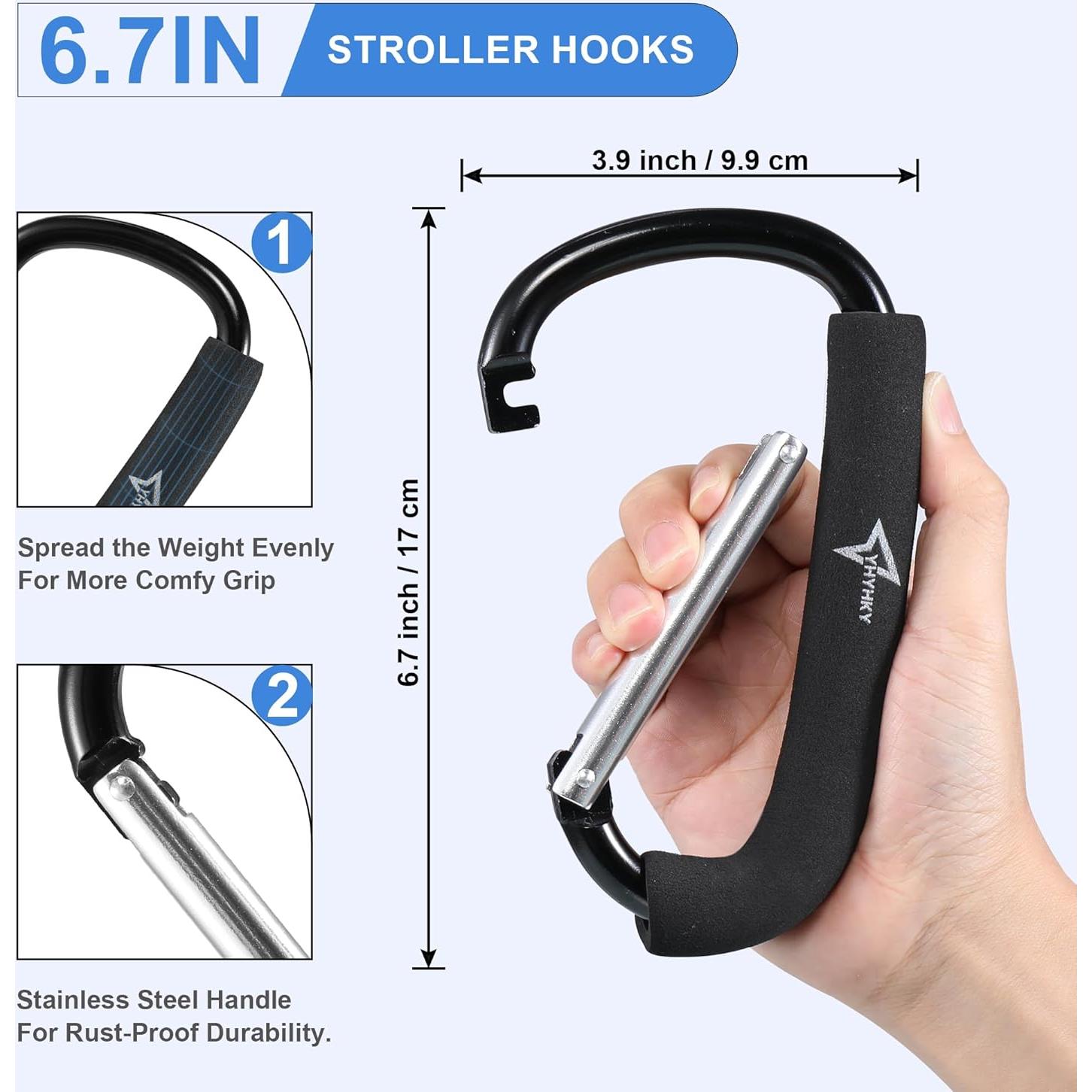Ganchos para Cochecito YHYHKY 2 Pcs 16 cm Aluminio Antideslizante