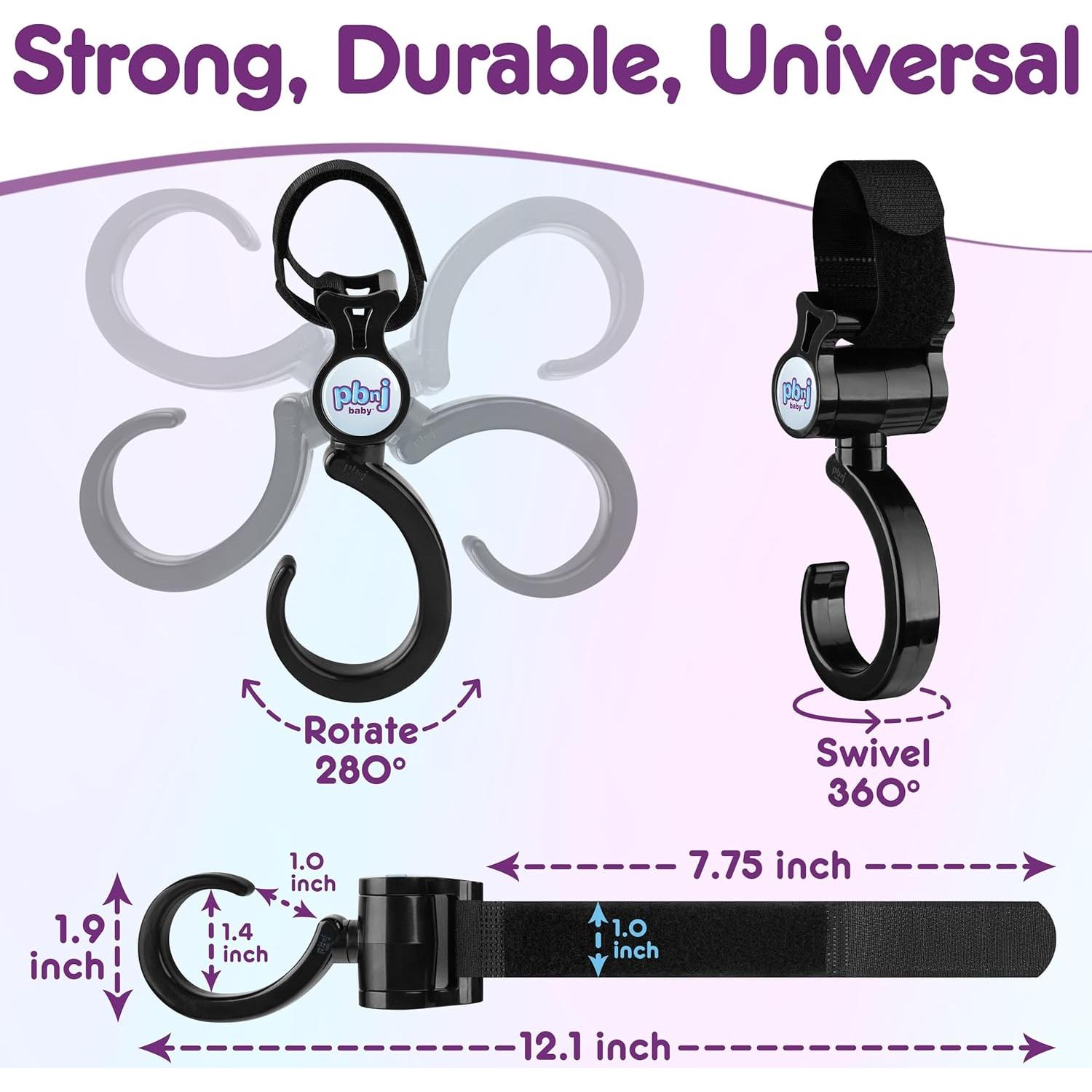 Ganchos para Cochecito PBnJ - Organizador de Bolsas 2 Piezas