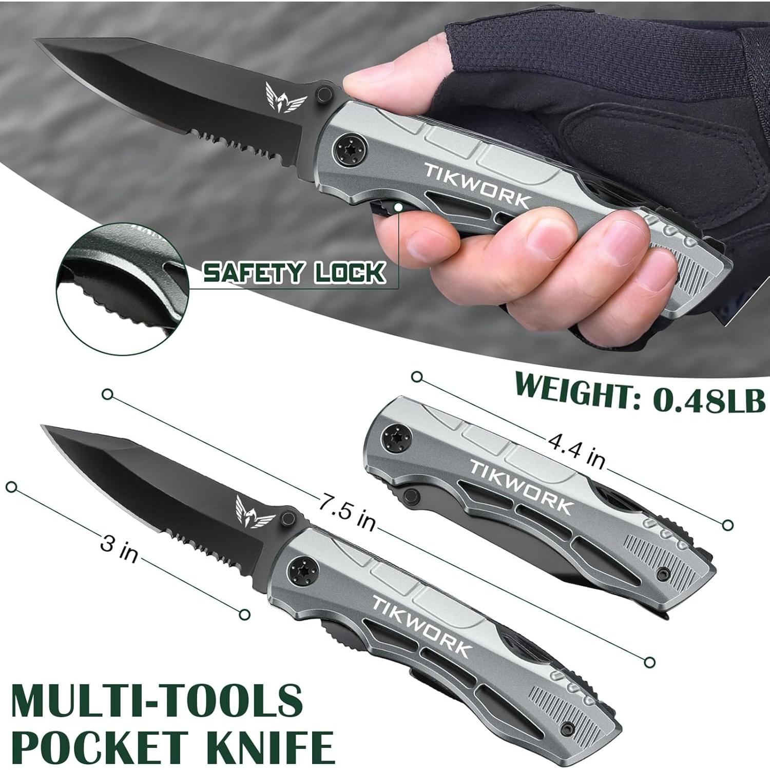 Cuchillo de bolsillo TIKWORK multitool para hombres 0.41 kg