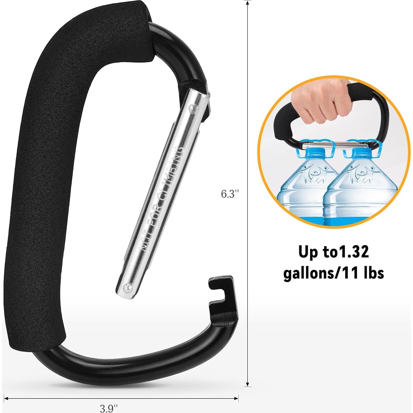 Ganchos para Cochecito AUGHOA - 2 Clips Mosquetón 16x10 cm