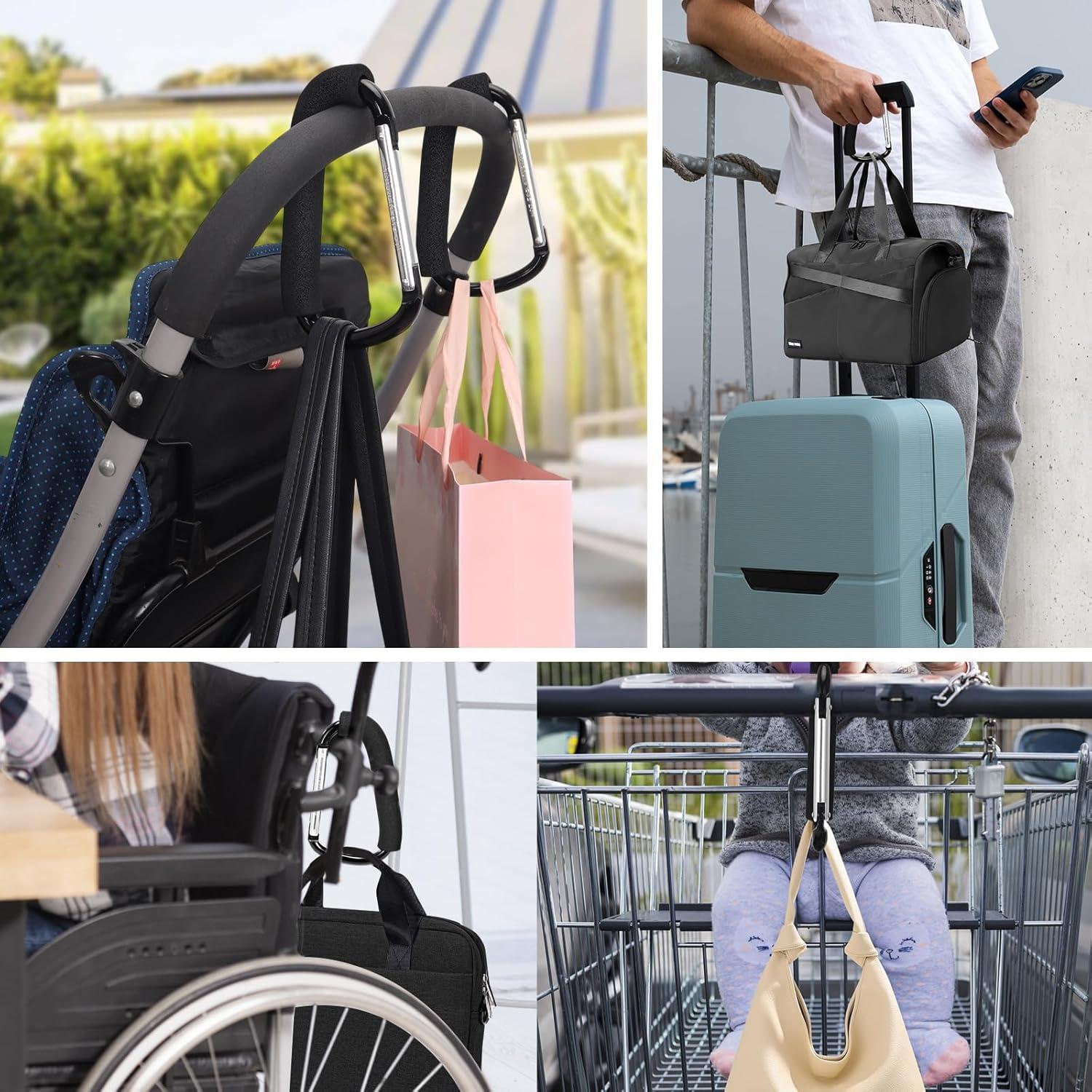 Ganchos para Cochecito AUGHOA - 2 Clips Mosquetón 16x10 cm