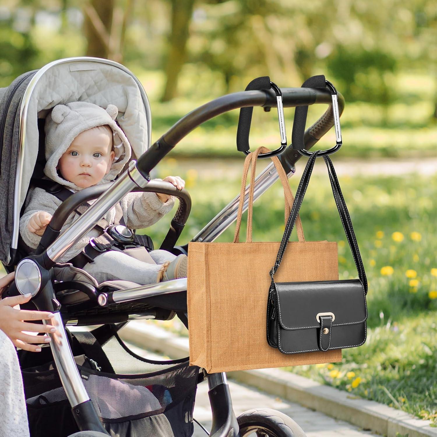 Ganchos para Cochecito AUGHOA - 2 Clips Mosquetón 16x10 cm