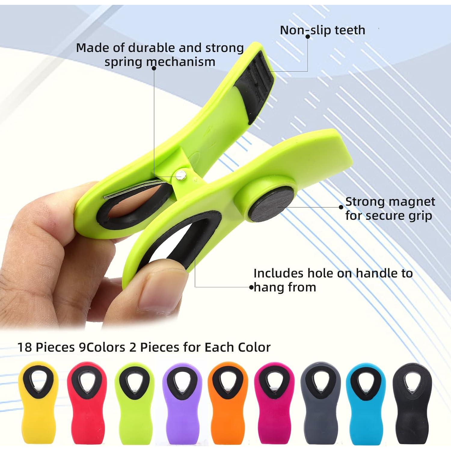 Clips Magnéticos para Bolsas Tivcck - 18 Piezas Colores Brillantes