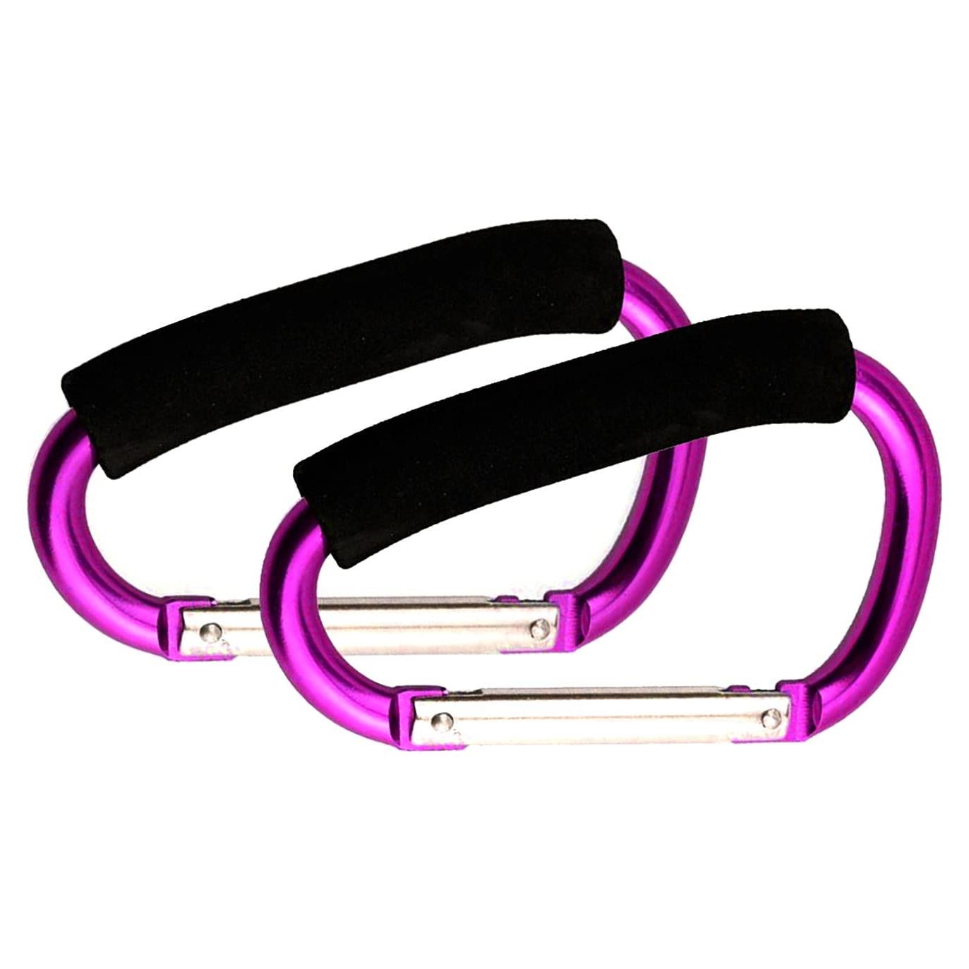 Stroller Hooks by Baby,Large Stroller Hooks for Mommy, 2 pcs Carabiner Stroller Hook Organizer for Hanging Purses, Diaper Bag, Shopping Bags. (Purple)