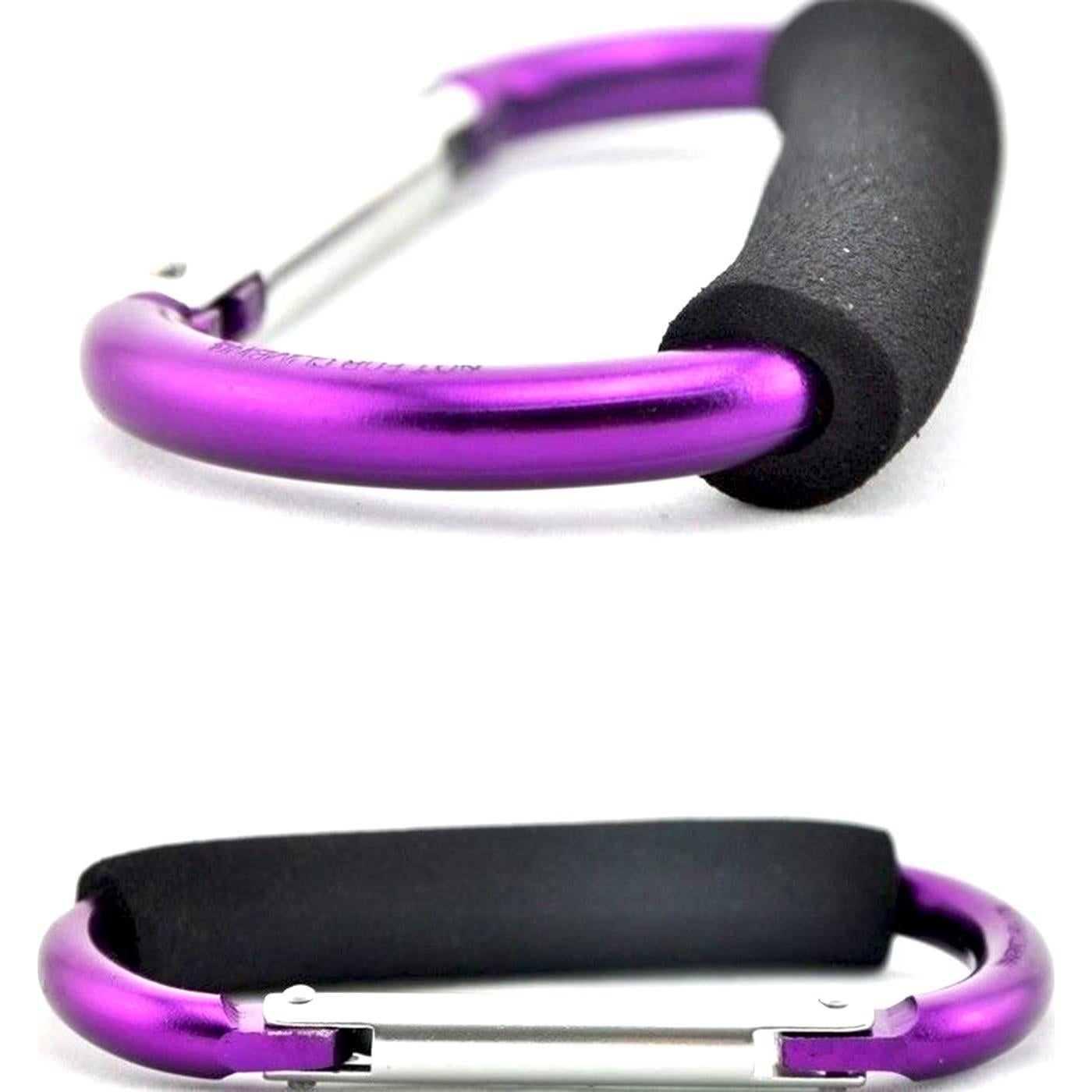 Stroller Hooks by Baby,Large Stroller Hooks for Mommy, 2 pcs Carabiner Stroller Hook Organizer for Hanging Purses, Diaper Bag, Shopping Bags. (Purple)