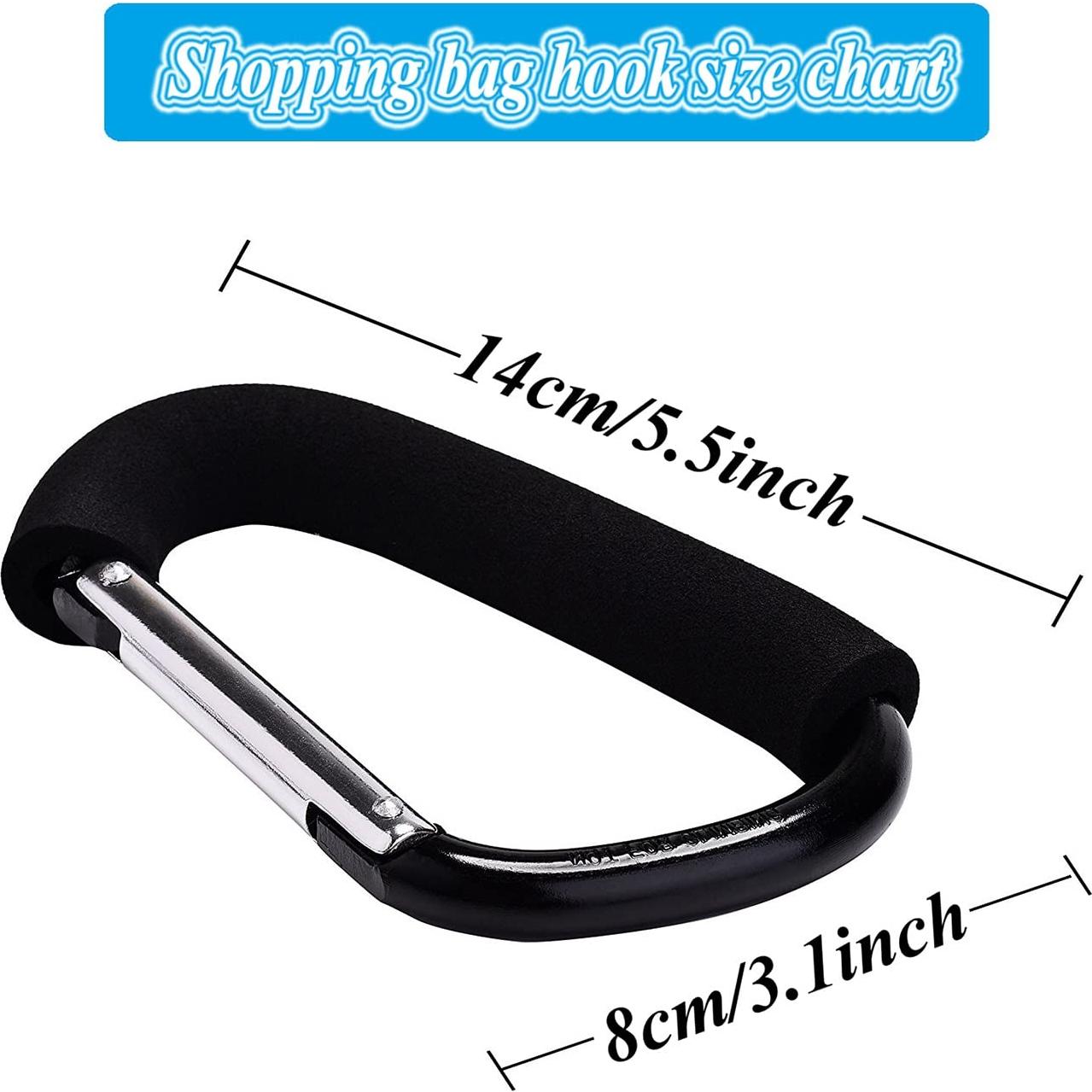 Stroller Hooks by Baby,Large Stroller Hooks for Mommy, 2 pcs Carabiner Stroller Hook Organizer for Hanging Purses, Diaper Bag, Shopping Bags. (Purple)