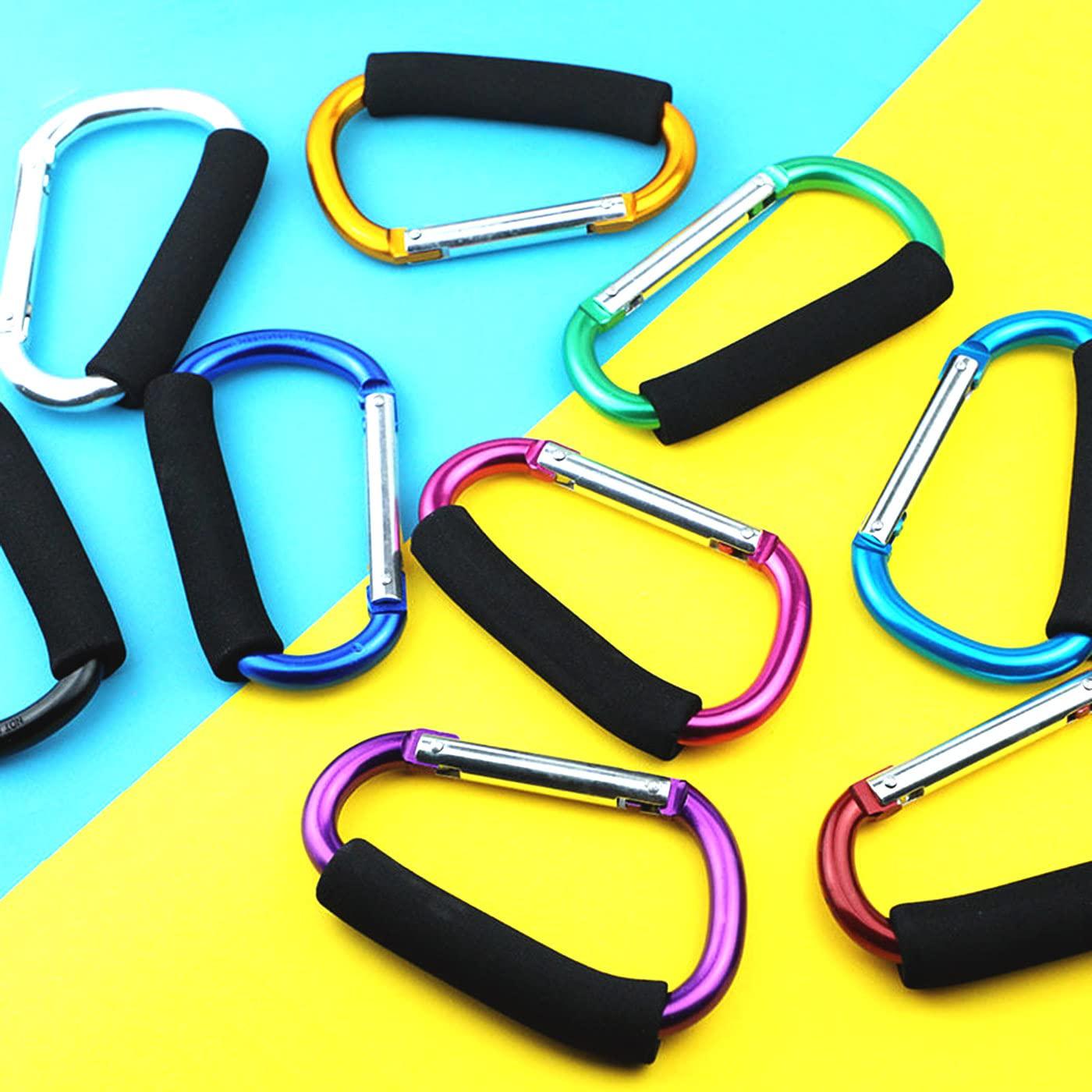 Stroller Hooks by Baby,Large Stroller Hooks for Mommy, 2 pcs Carabiner Stroller Hook Organizer for Hanging Purses, Diaper Bag, Shopping Bags. (Purple)