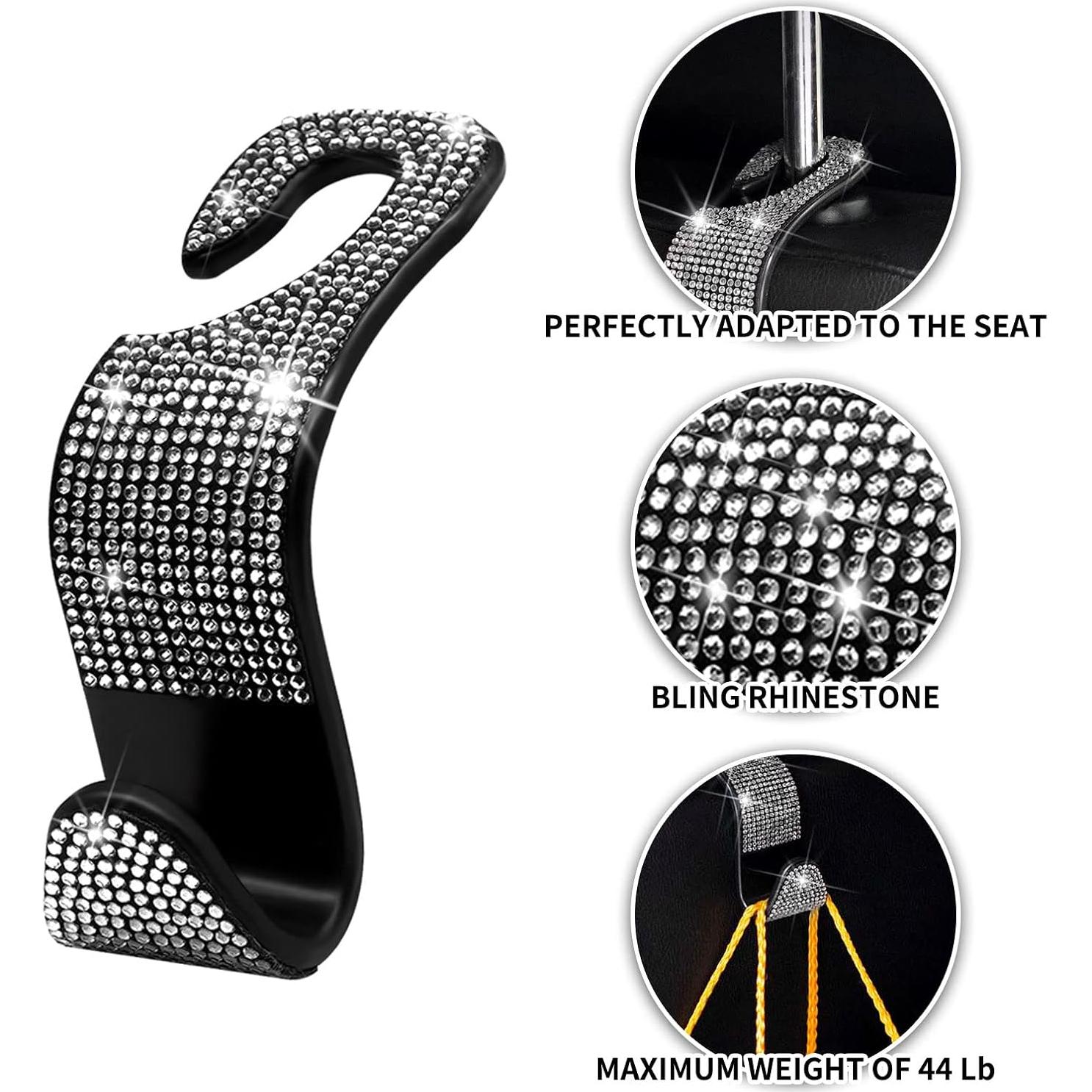 Gancho de bolso para auto Bling - 4 piezas reposacabezas plata