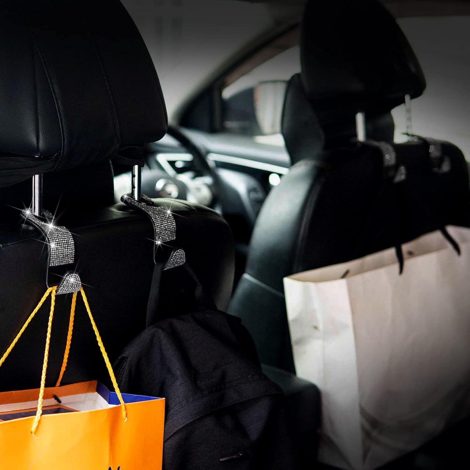 Gancho de bolso para auto Bling - 4 piezas reposacabezas plata