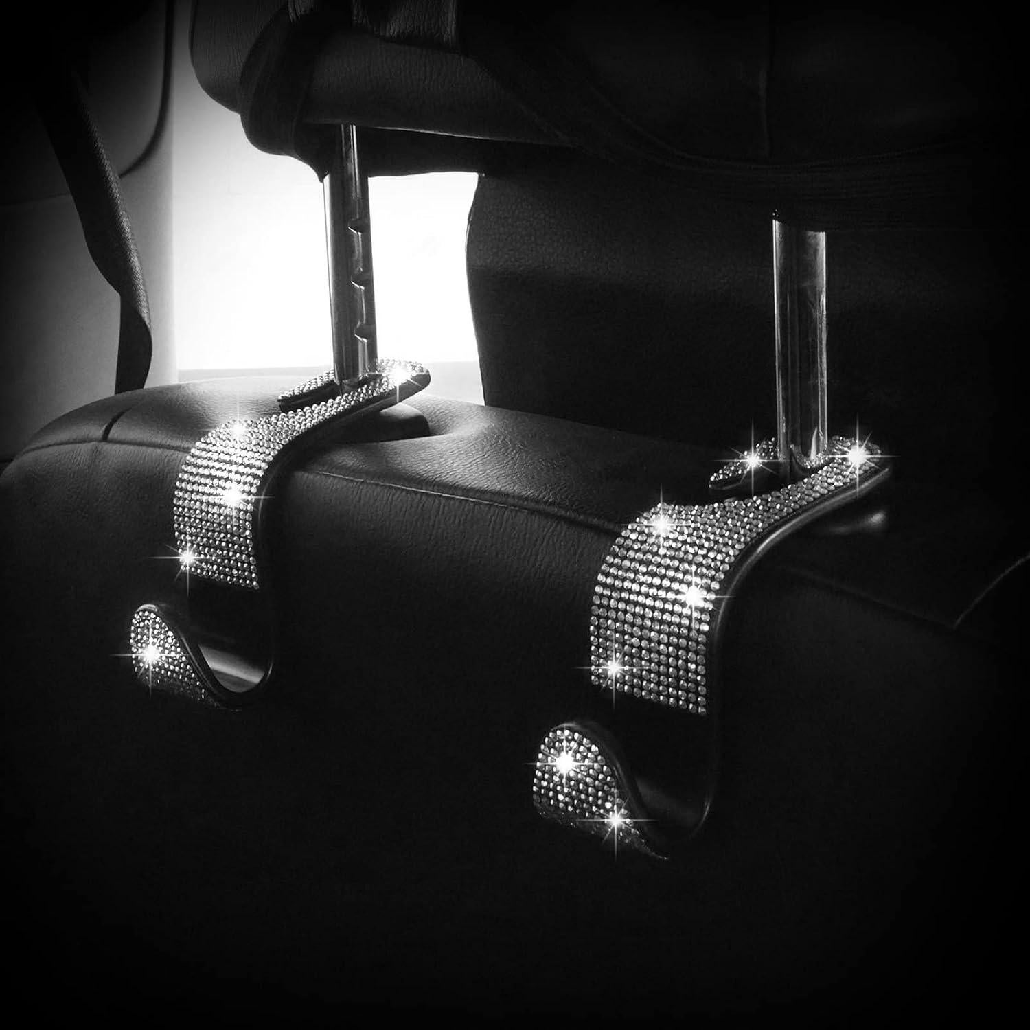 Gancho de bolso para auto Bling - 4 piezas reposacabezas plata