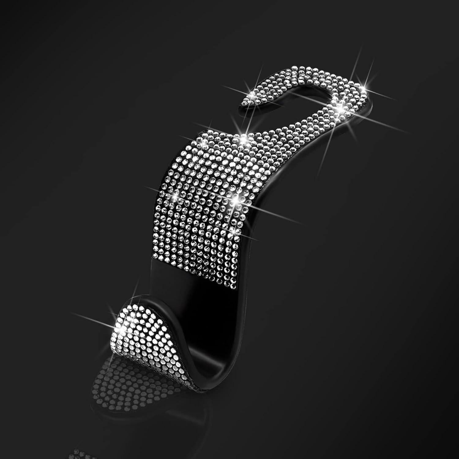 Gancho de bolso para auto Bling - 4 piezas reposacabezas plata