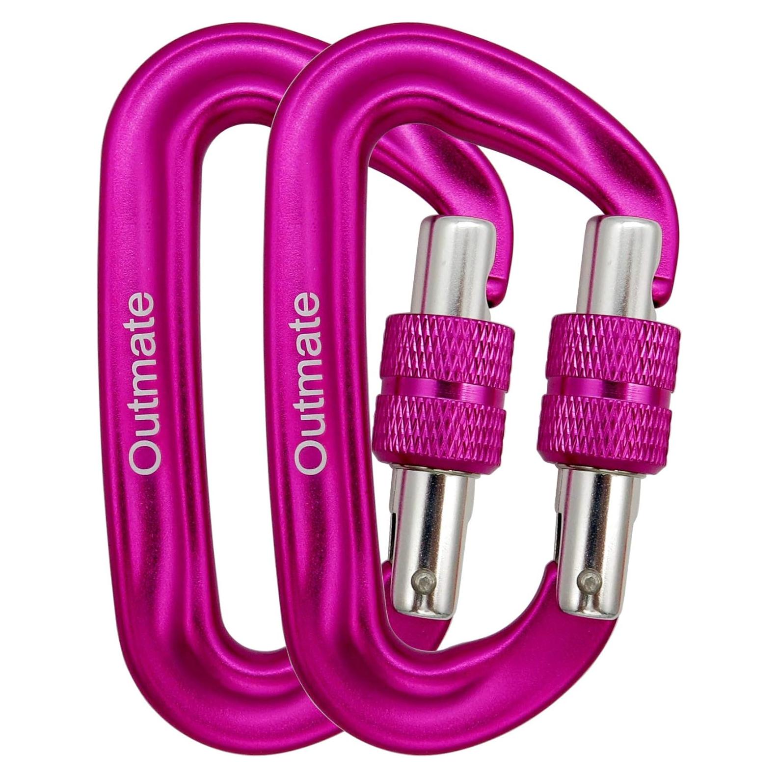 Clips Carabineros Outmate 12kN Aluminio 7075 2 Piezas Rosa