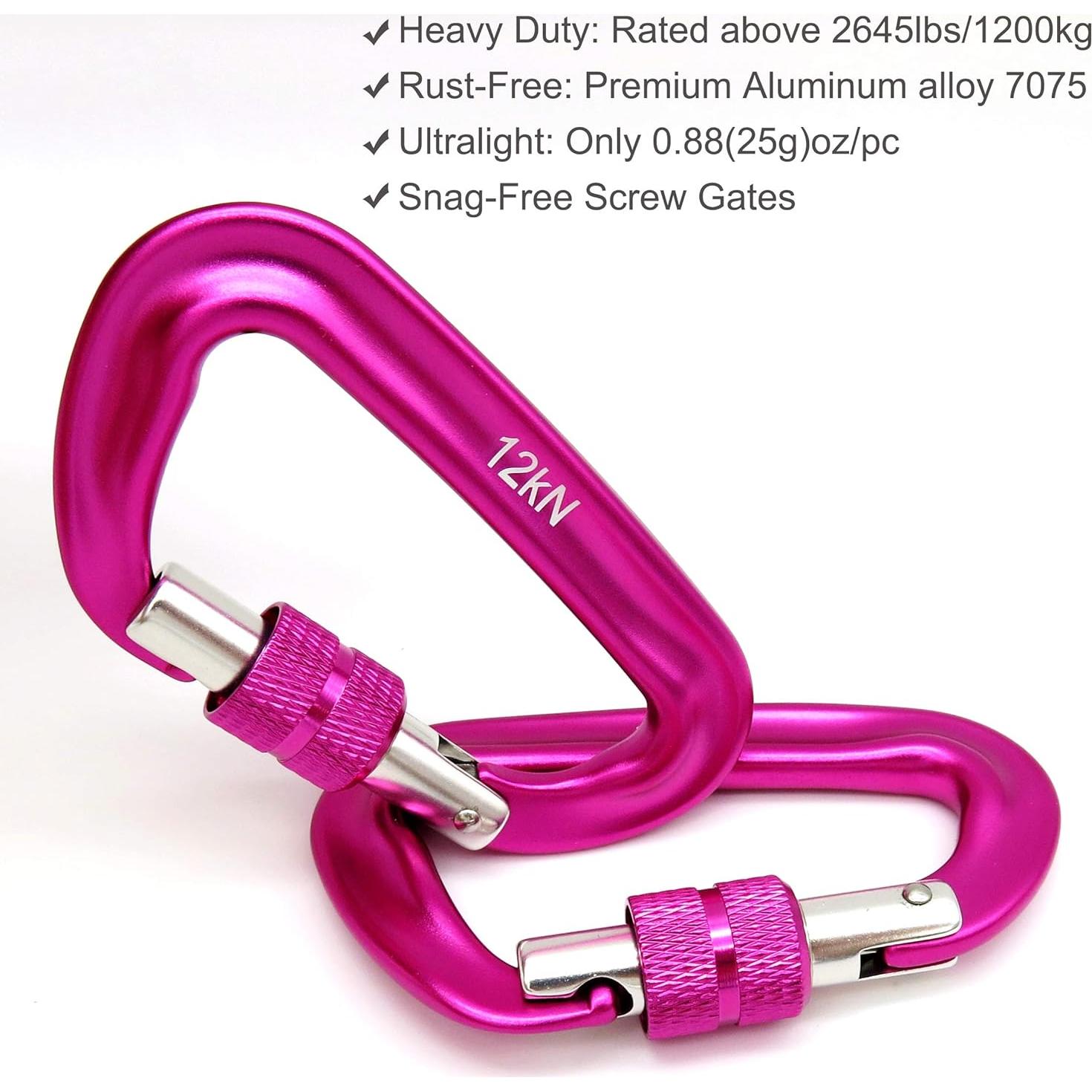 Clips Carabineros Outmate 12kN Aluminio 7075 2 Piezas Rosa