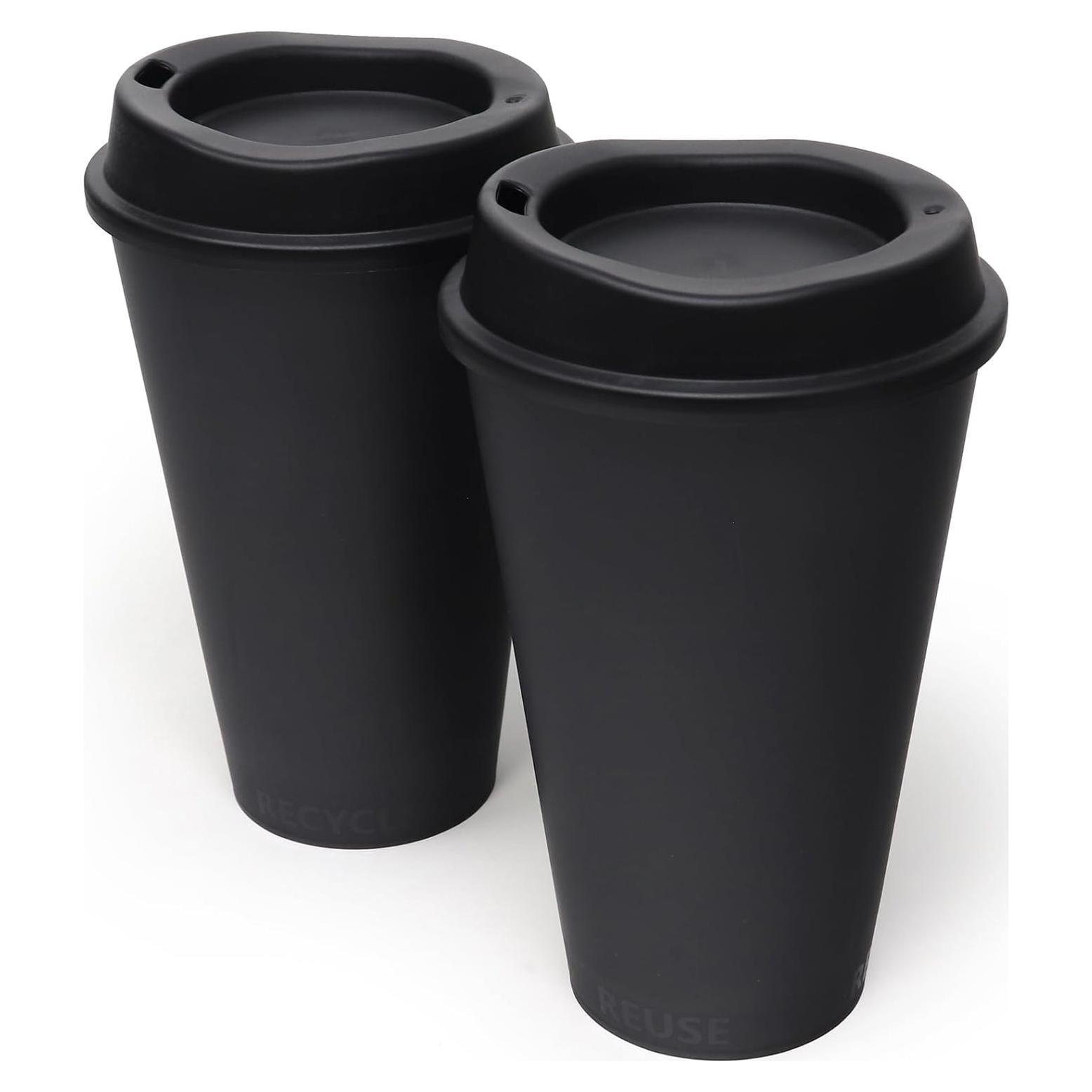 Tazas de café reutilizables Rolling Sands 2 pk 480 ml negras