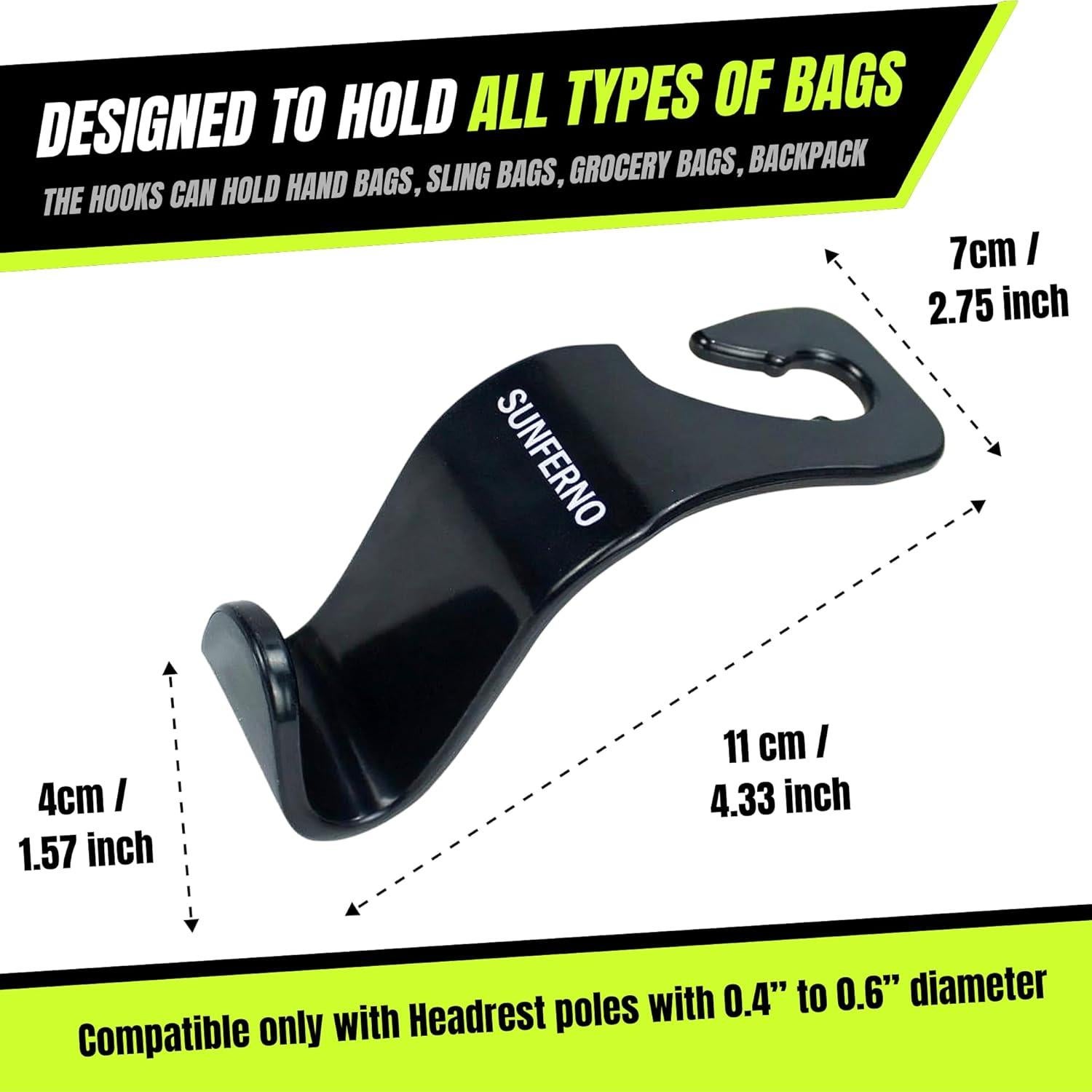 Ganchos de Cabecera para Auto Sunferno - Paquete de 4