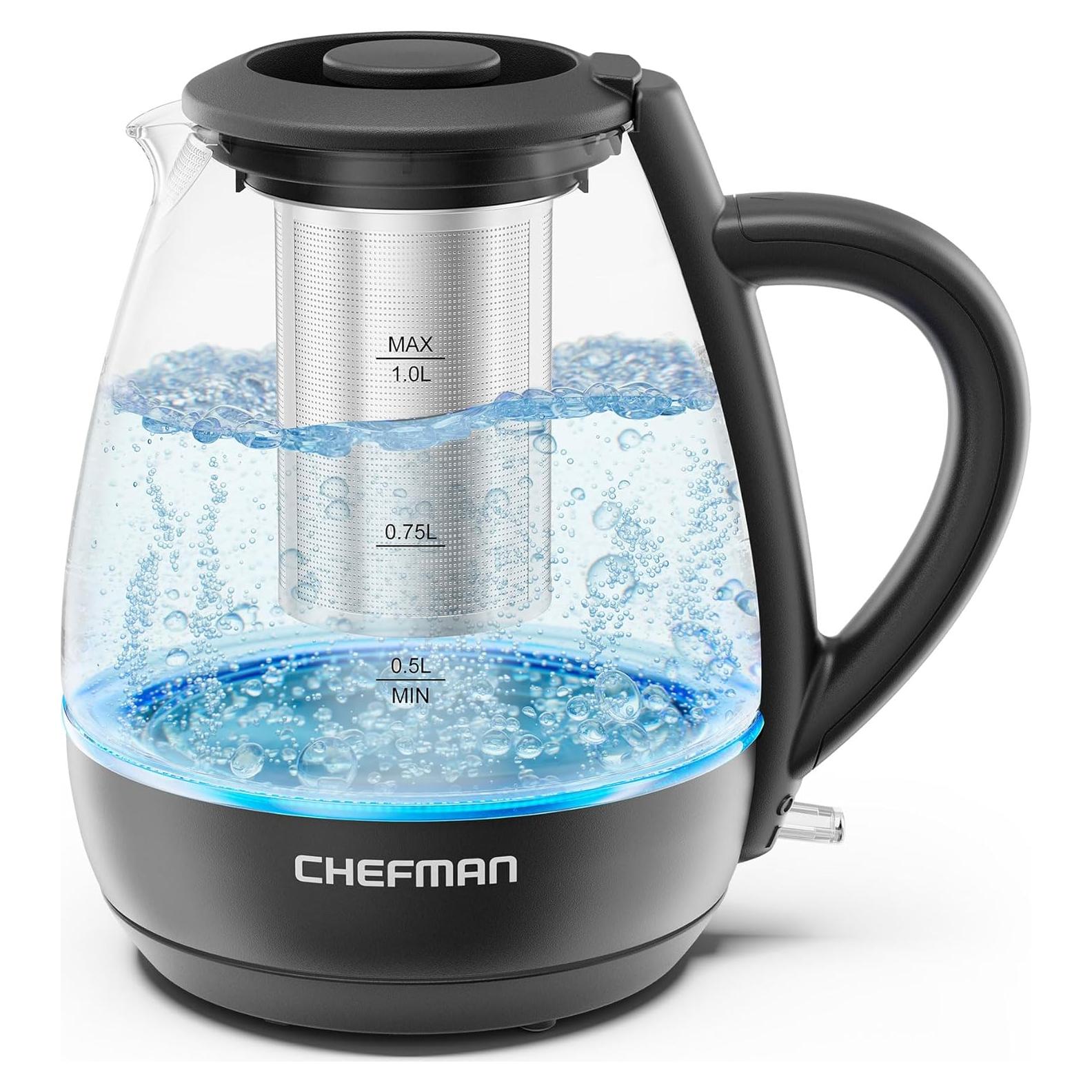 Hervidor Eléctrico Chefman 1L 1500W con Infusor de Té