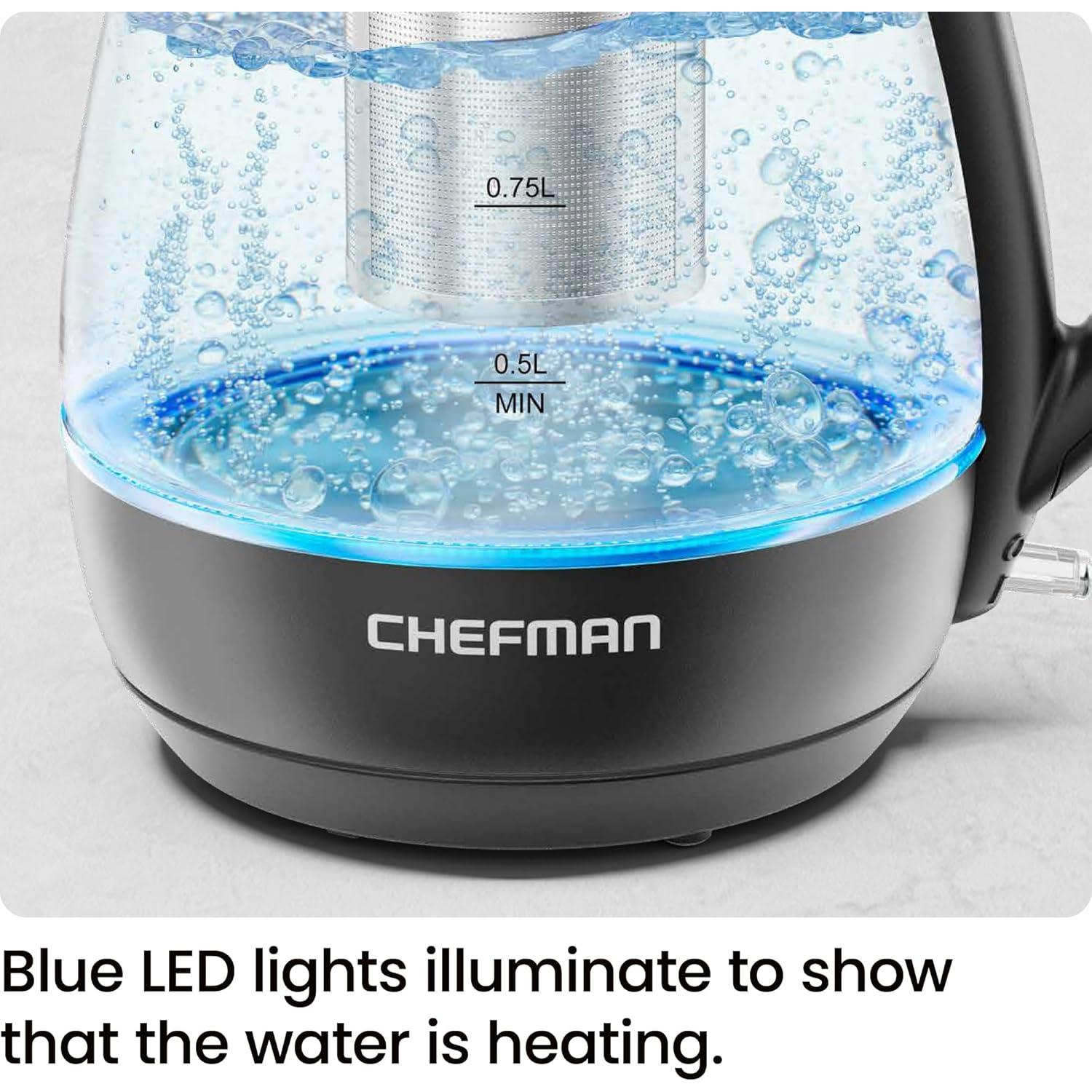 Hervidor Eléctrico Chefman 1L 1500W con Infusor de Té