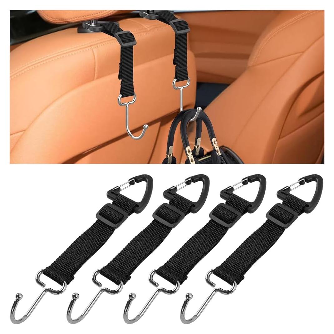 Ganchos para Reposacabezas Zpana - 4 Piezas Ajustables Negro