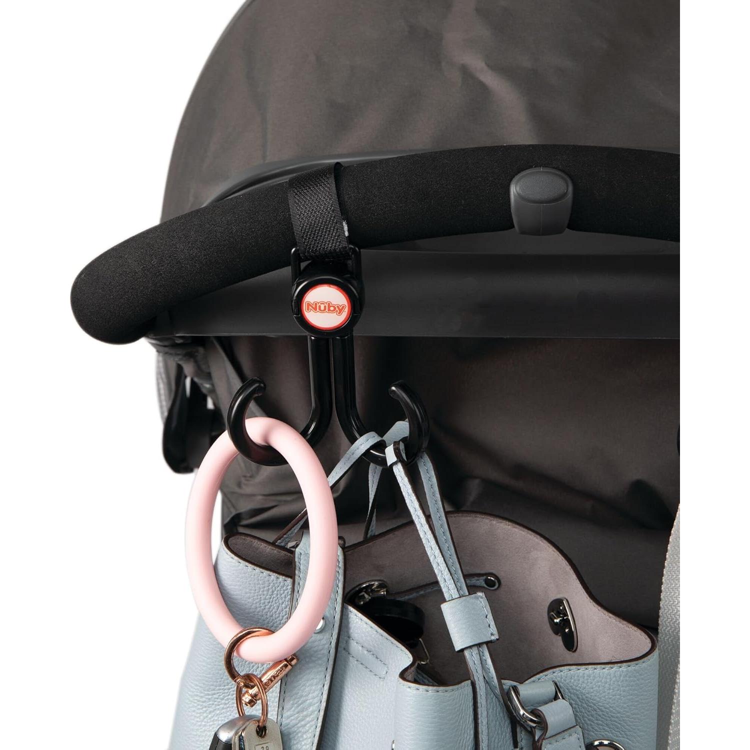 Ganchos Ajustables Nuby 2 en 1 para Cochecito y Auto - 8 Piezas