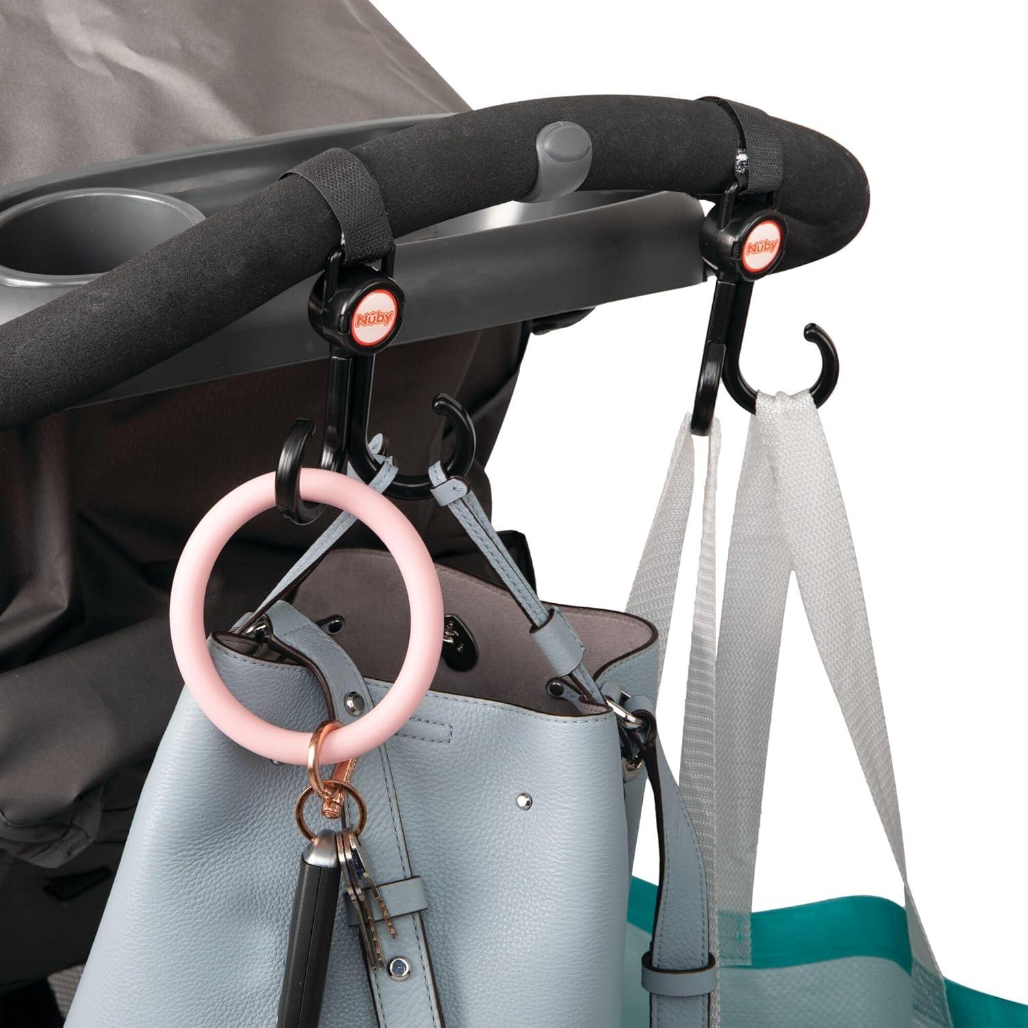 Ganchos Ajustables Nuby 2 en 1 para Cochecito y Auto - 8 Piezas