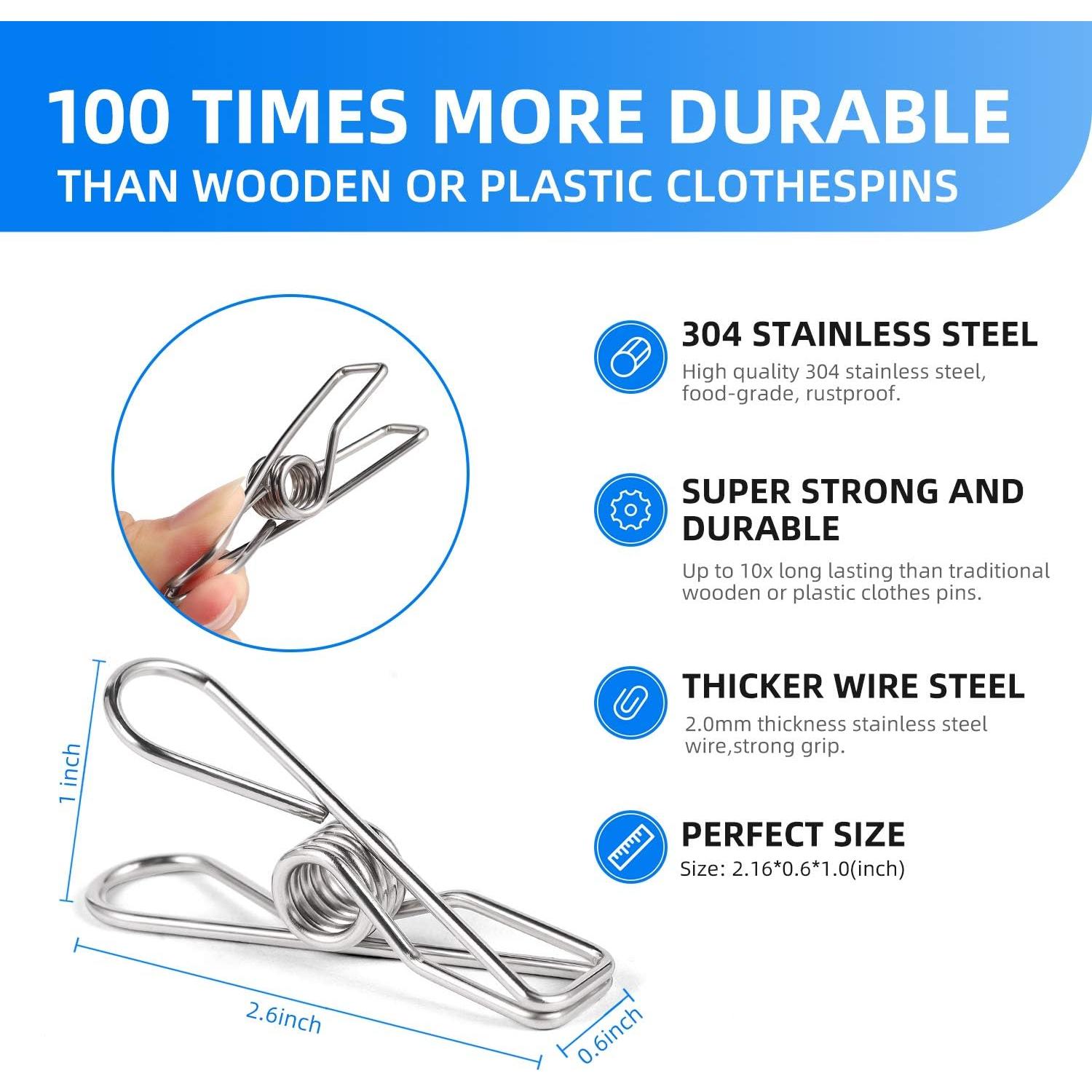 Pinzas de Ropa de Acero Inoxidable AoHu - 28 Piezas 6.6 cm