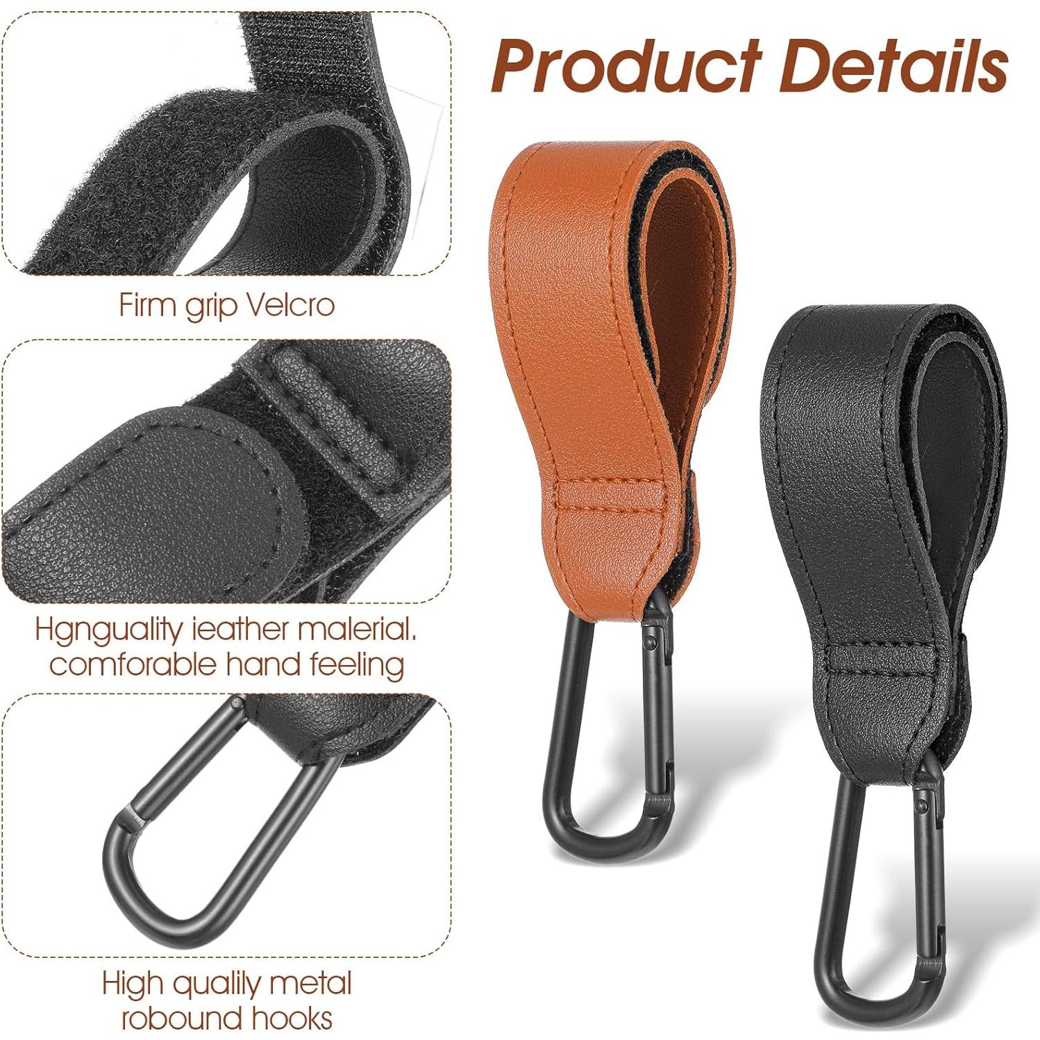 Ganchos para Carro de Bebé Heclia 4-Pack Ajustables Caqui Negro