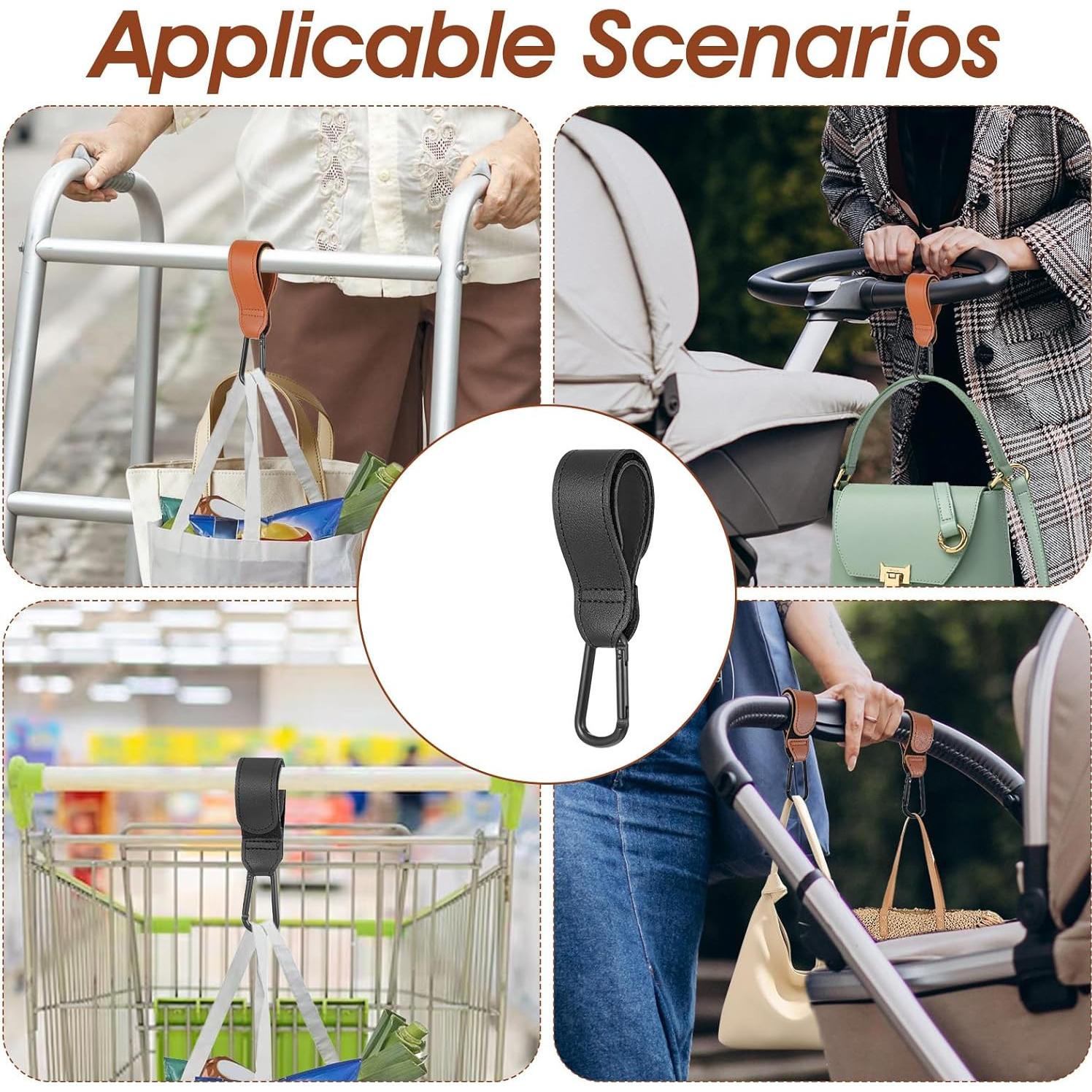 Ganchos para Carro de Bebé Heclia 4-Pack Ajustables Caqui Negro