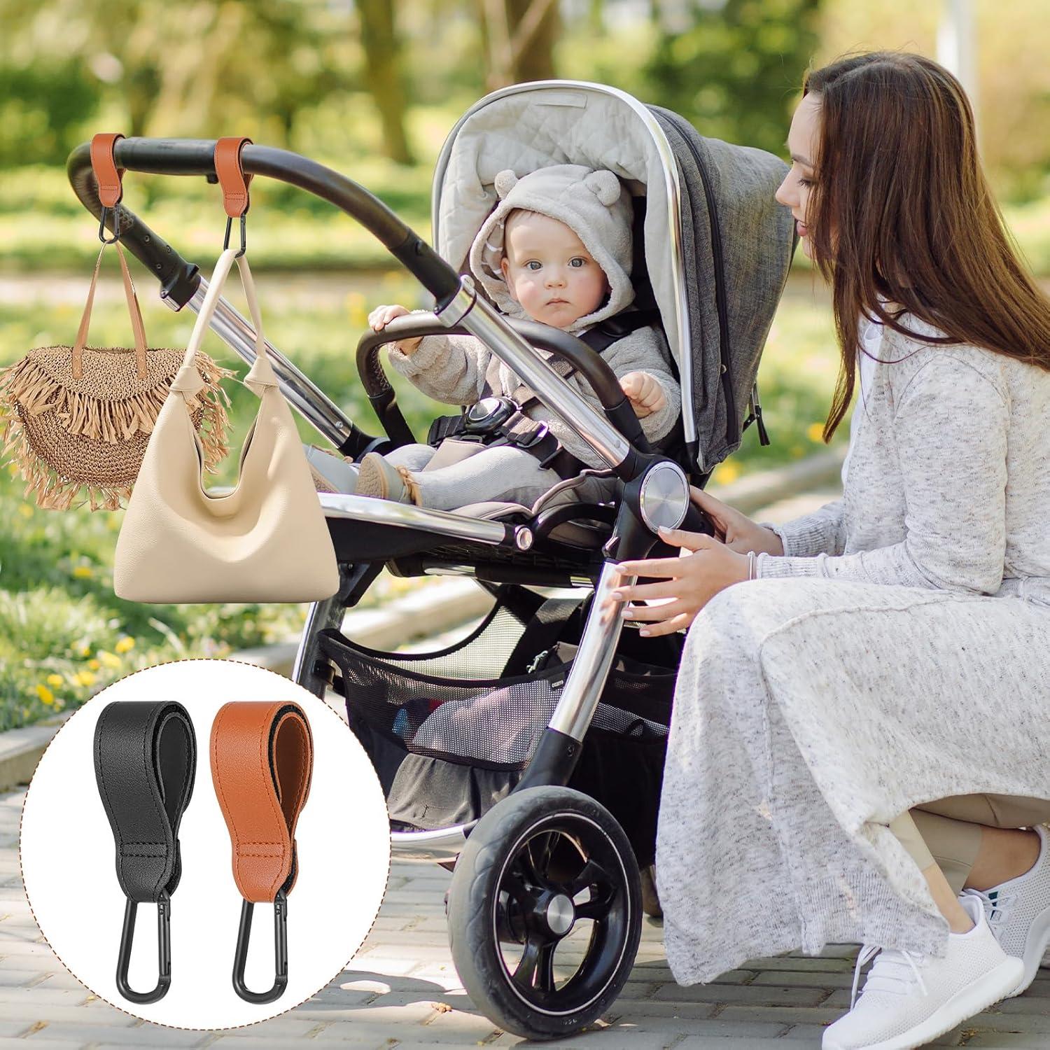 Ganchos para Carro de Bebé Heclia 4-Pack Ajustables Caqui Negro