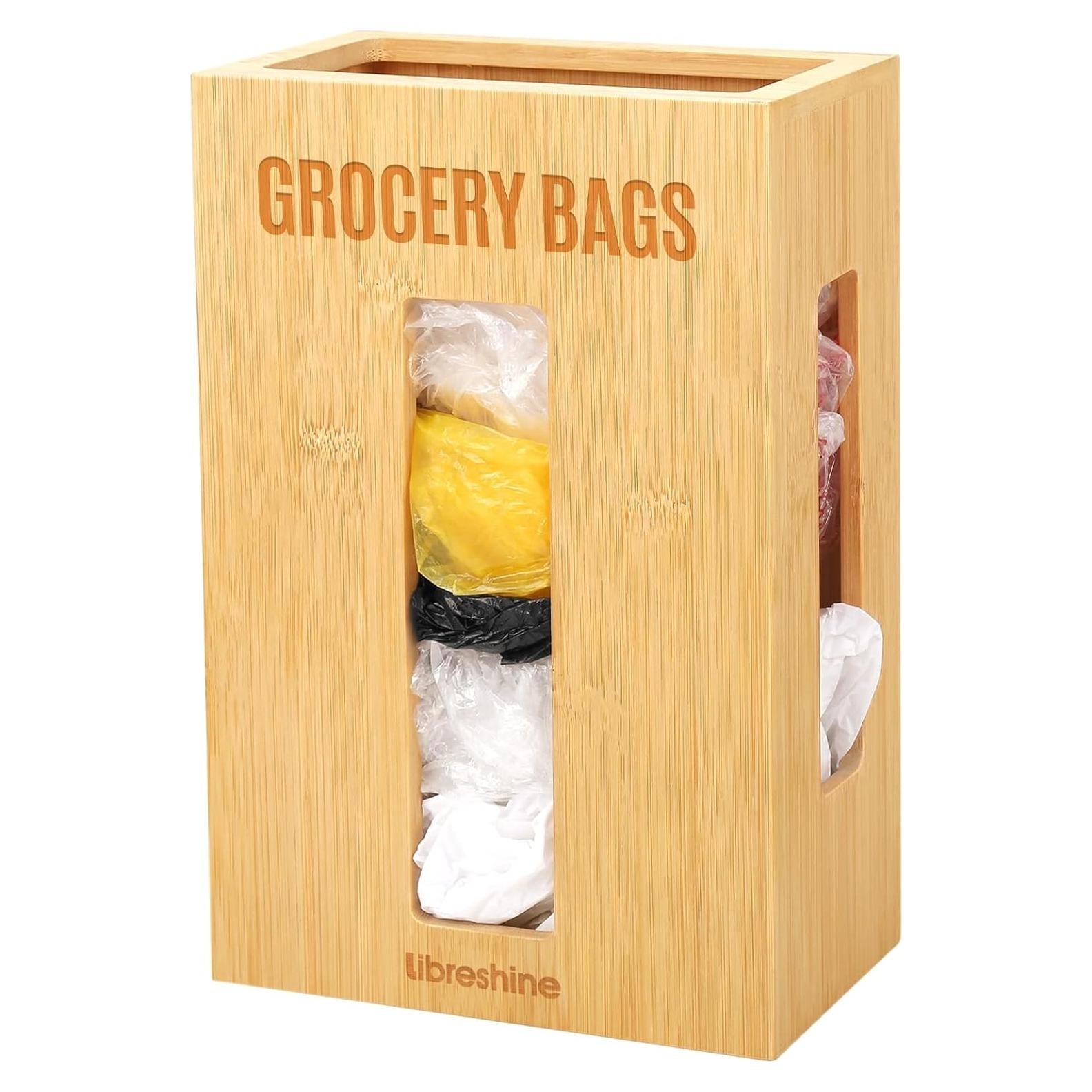 Soporte Organizador de Bolsas de Compras de Bambú Extra Grande