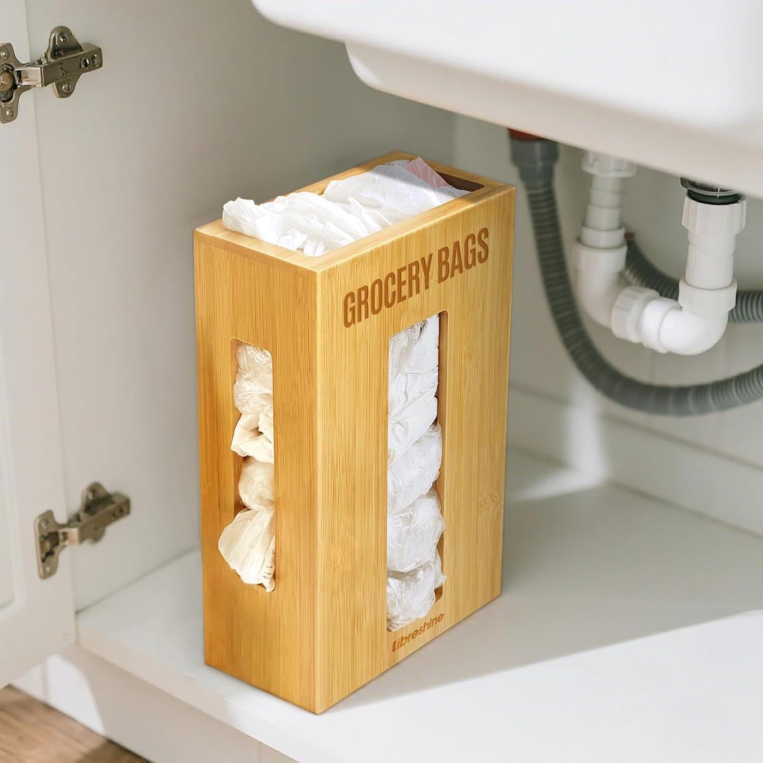 Soporte Organizador de Bolsas de Compras de Bambú Extra Grande