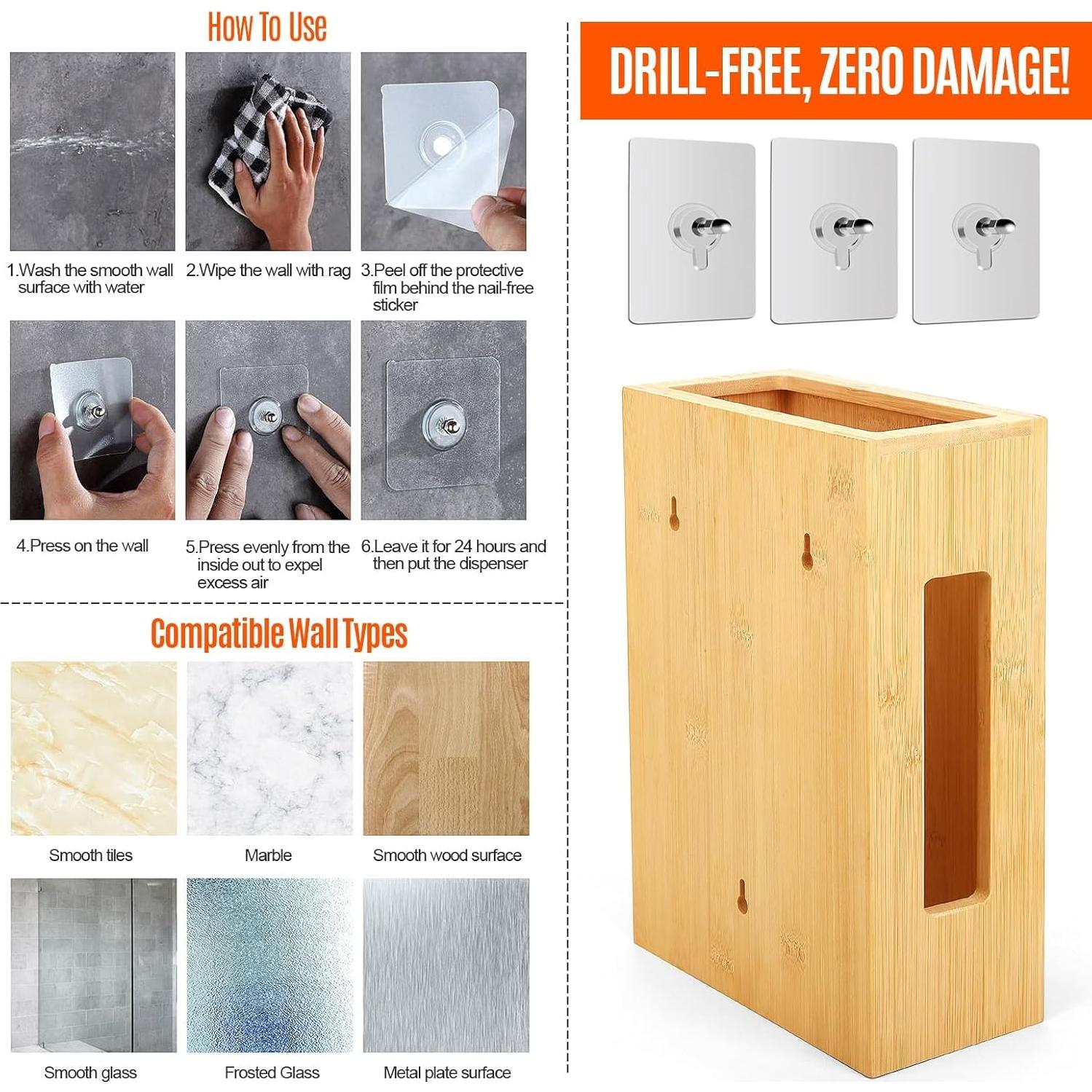 Soporte Organizador de Bolsas de Compras de Bambú Extra Grande